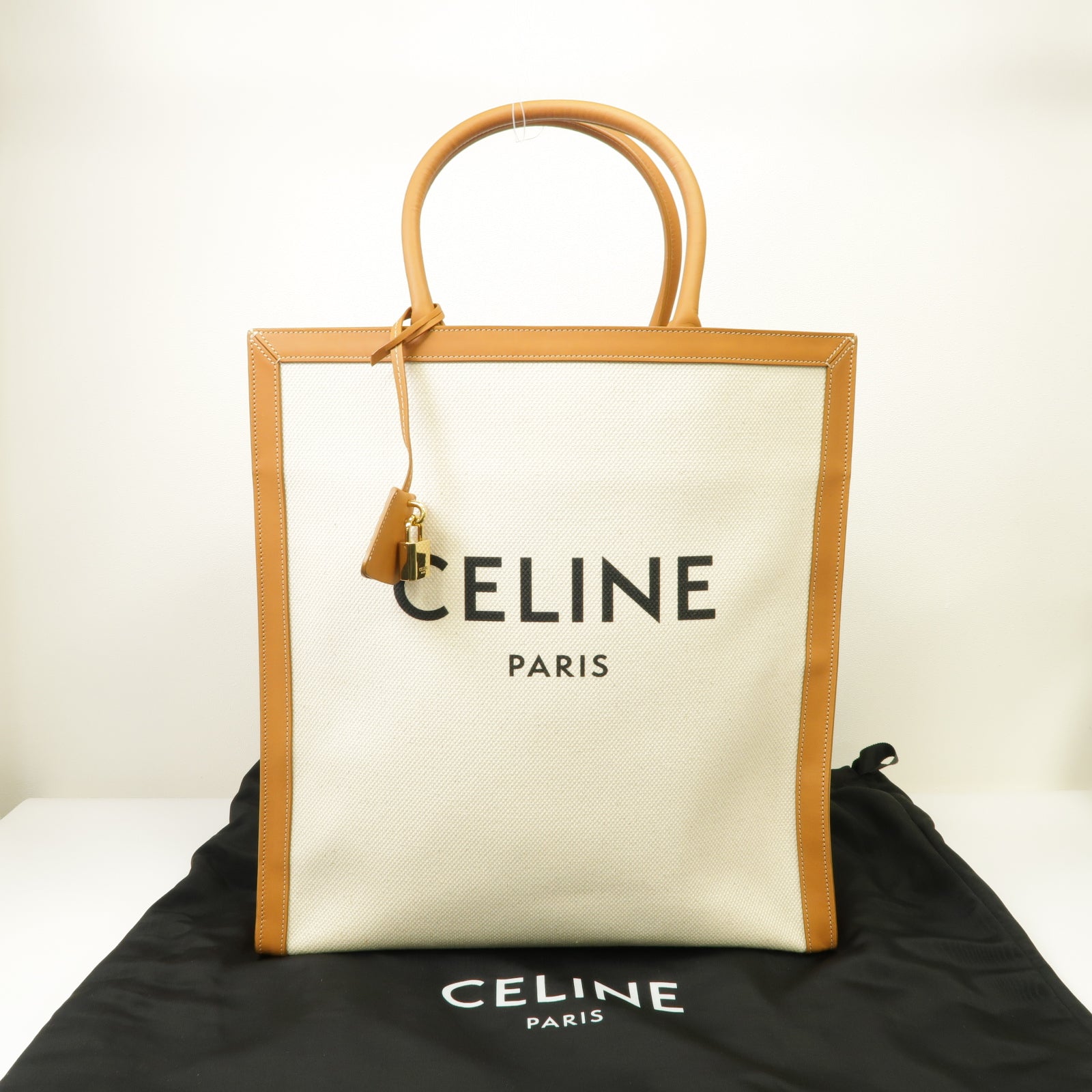 CELINE 【激減優惠】帆布Large Vertical Bag金扣手挽袋白色