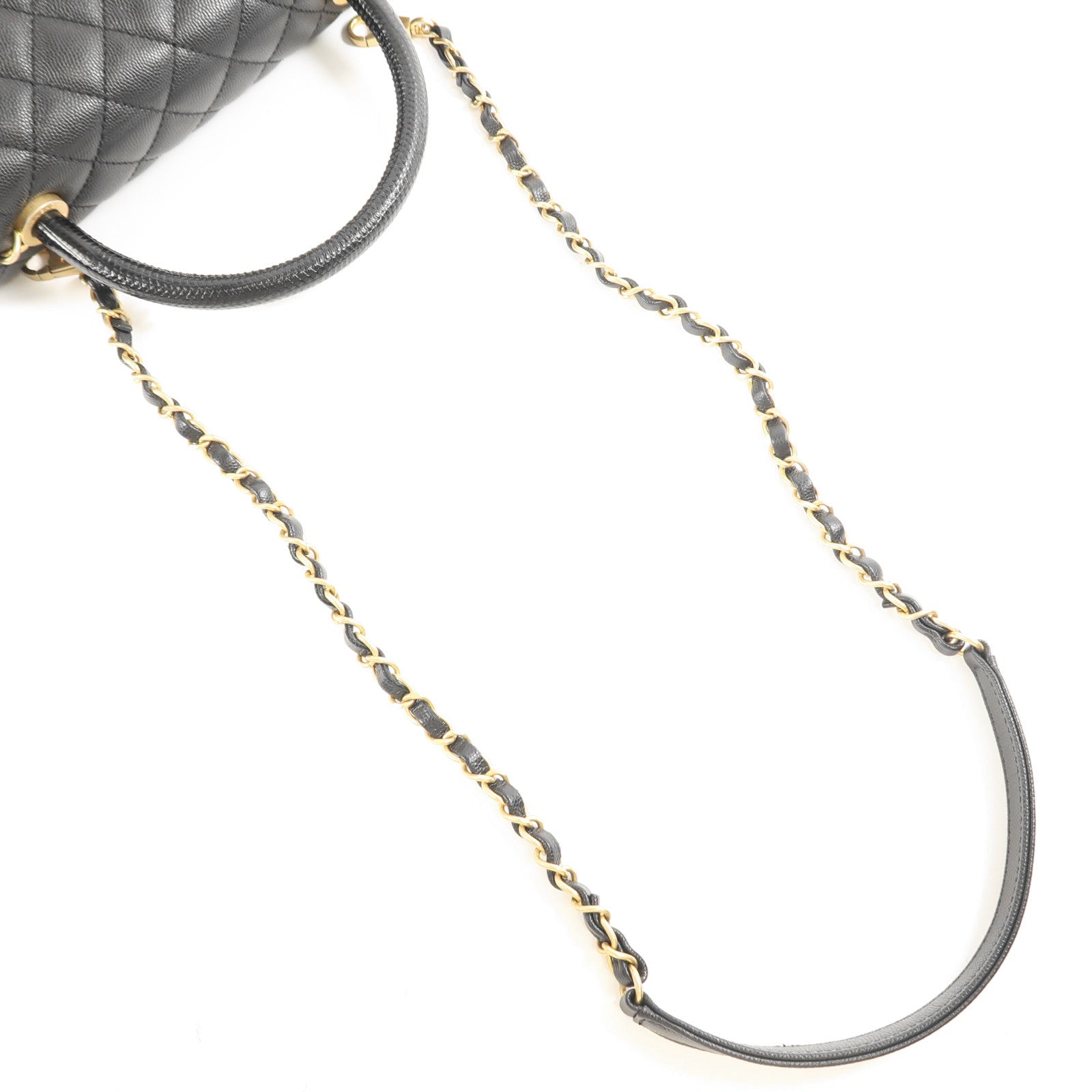 CHANEL 牛皮皮革/蜥蝪皮革Coco Handle Medium金扣手挽肩背兩用袋