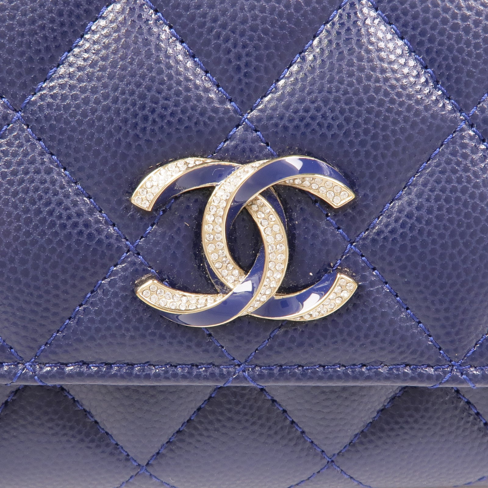 CHANEL CC GHW Wallet Calfskin Leather Navy