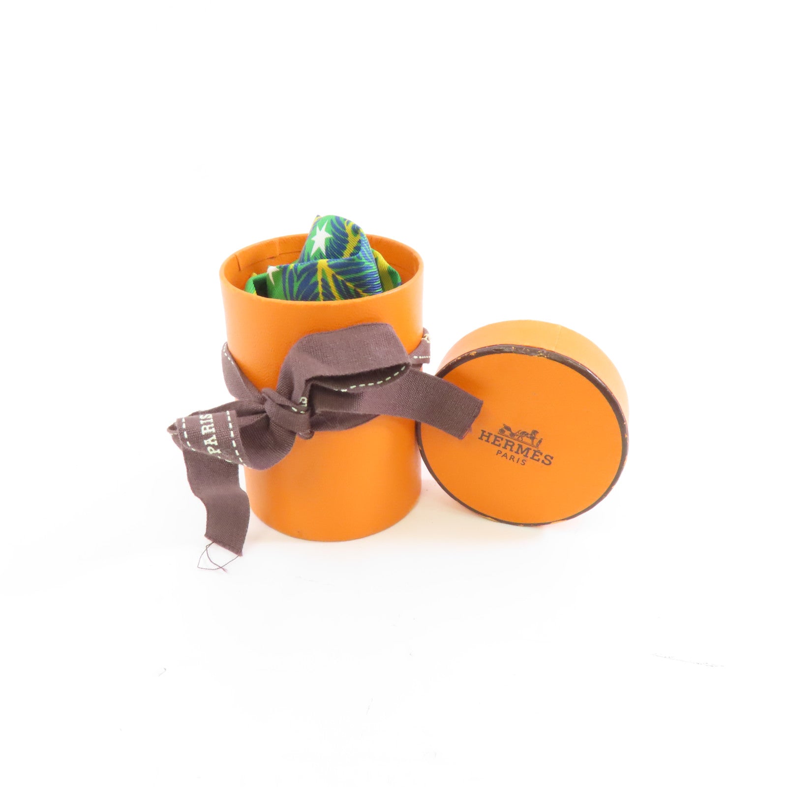 HERMES 絲質Twilly絲巾黃色/綠色