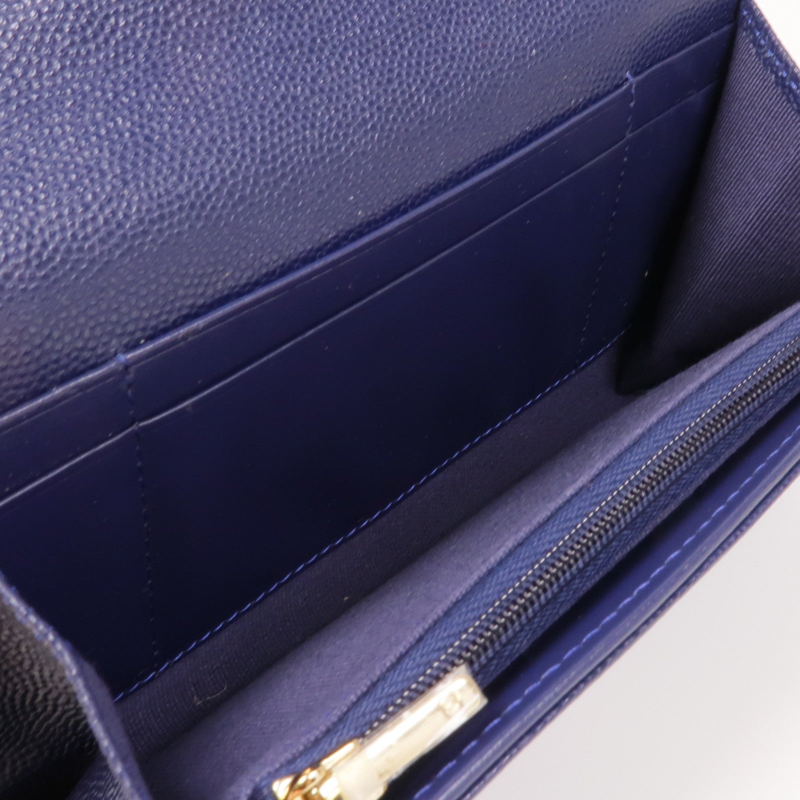 CHANEL CC GHW Wallet Calfskin Leather Navy