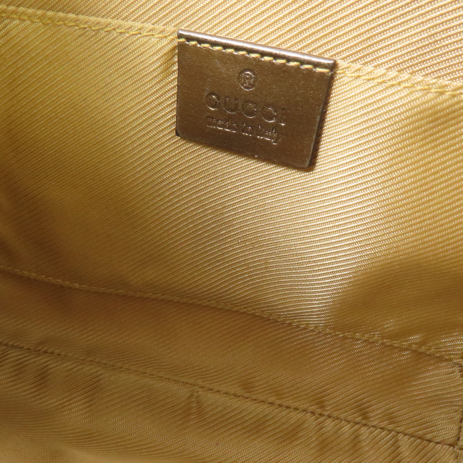 GUCCI 帆布/皮革Shoulder Bag銀扣肩背袋金色