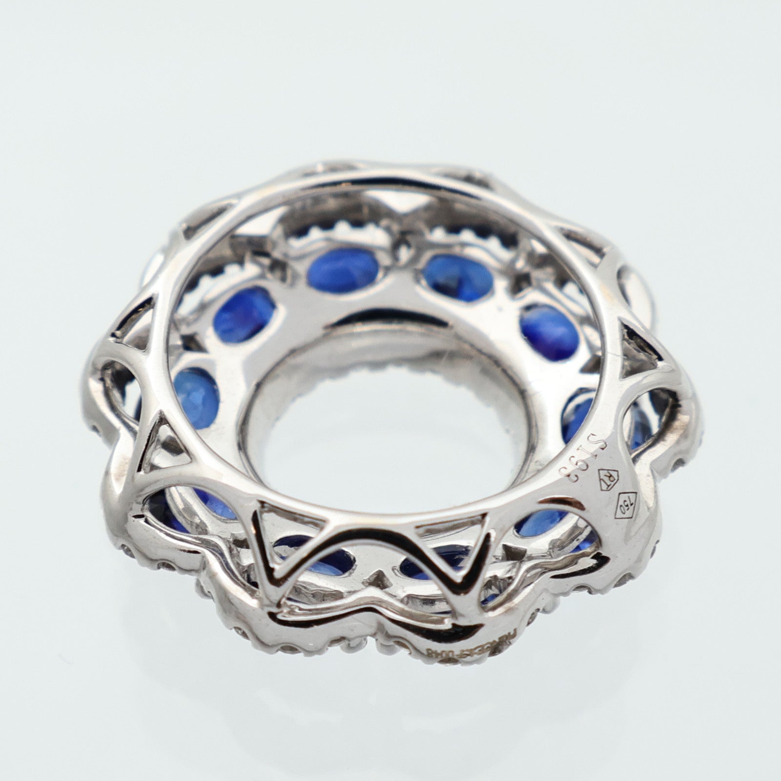 JEWELRY 18K白金Sapphire Diamond Pendant Top藍寶石/鑽石吊墜