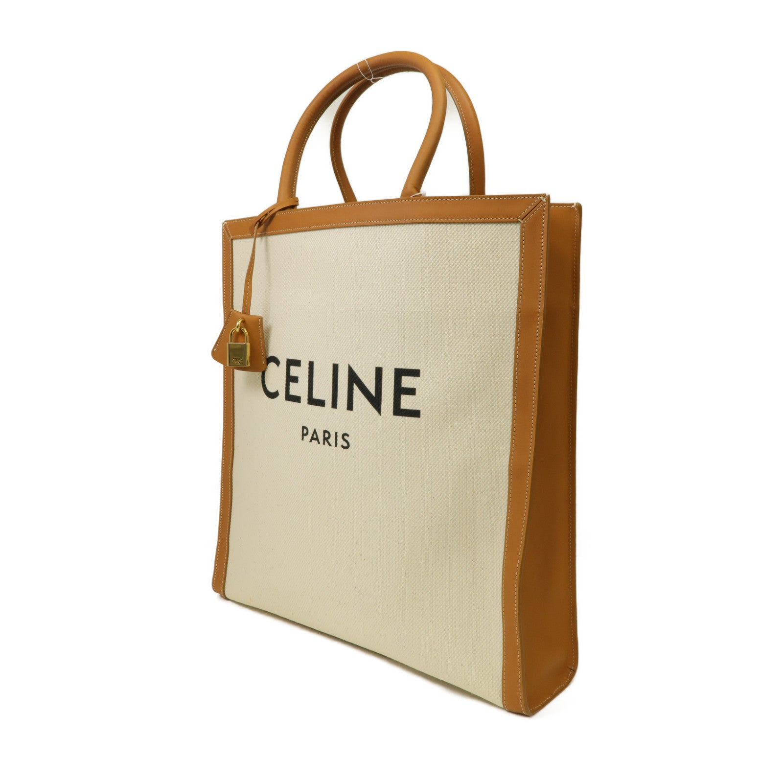 CELINE 【激減優惠】帆布Large Vertical Bag金扣手挽袋白色