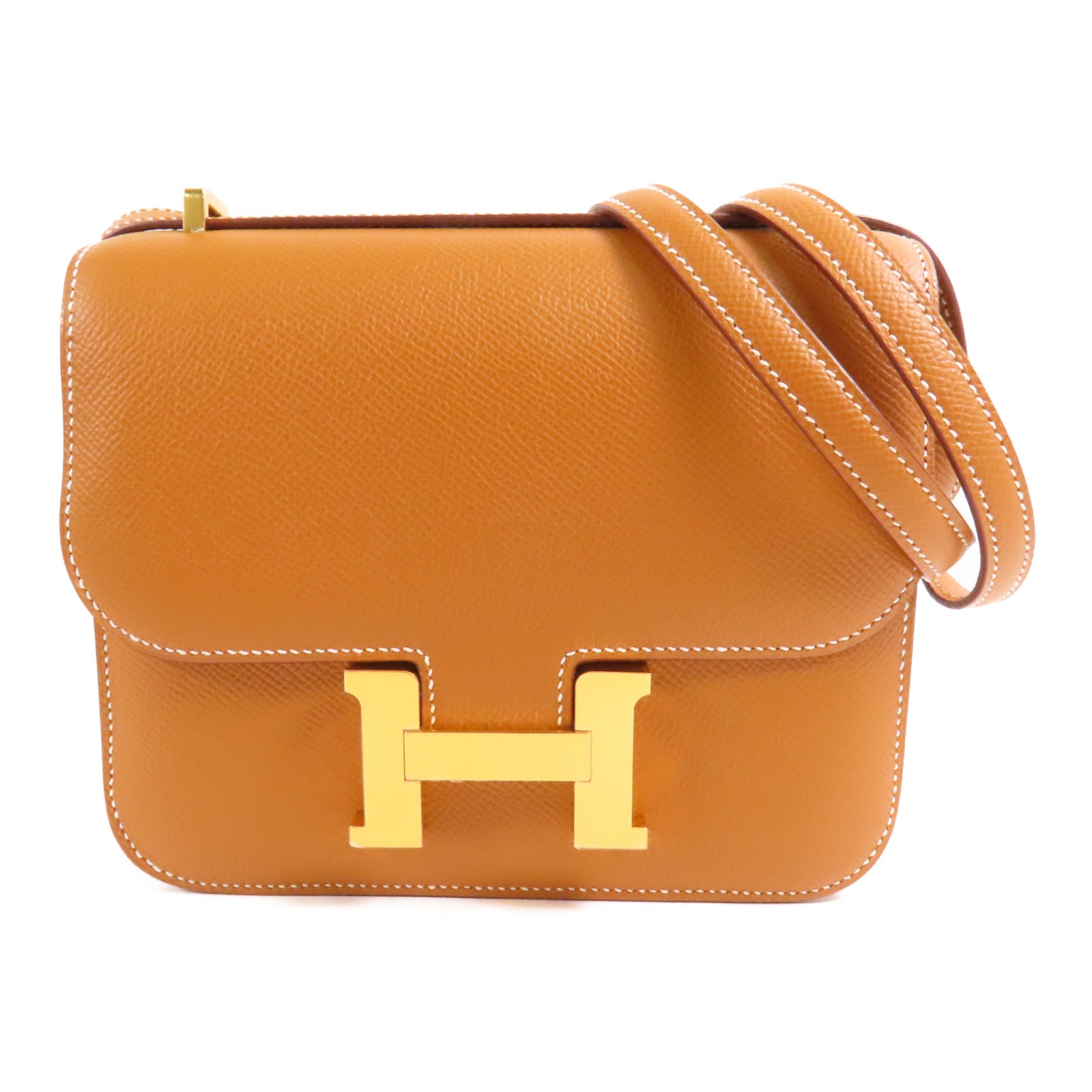 HERMES Epsom皮革Constance Mini金扣肩背袋Gold
