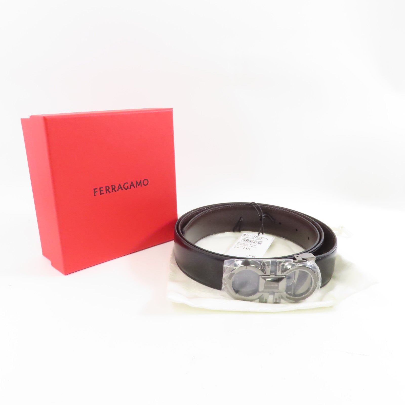 Salvatore Ferragamo 皮革Belt銀扣皮帶黑色/啡色
