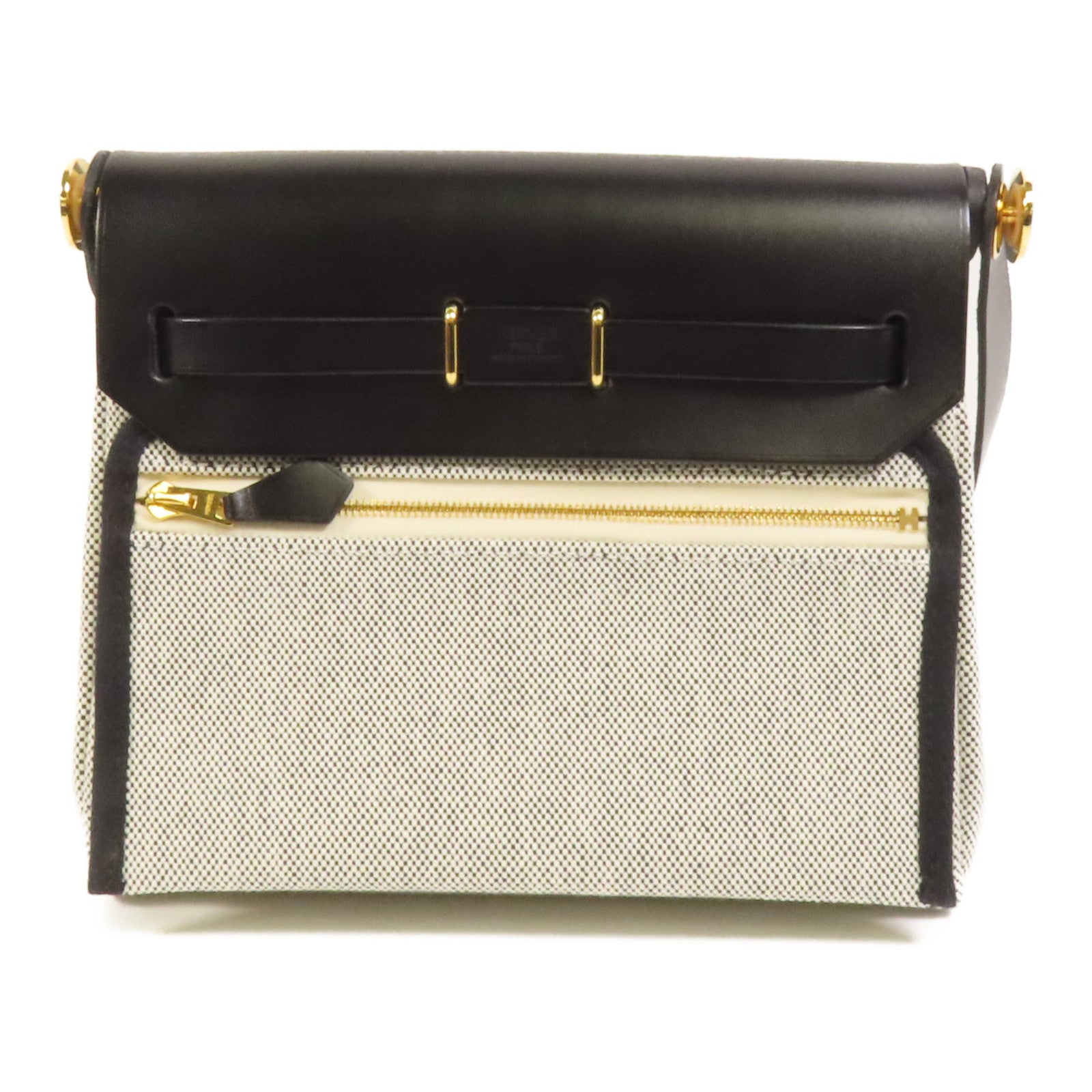 HERMES 帆布Mini Herbag金扣肩背袋