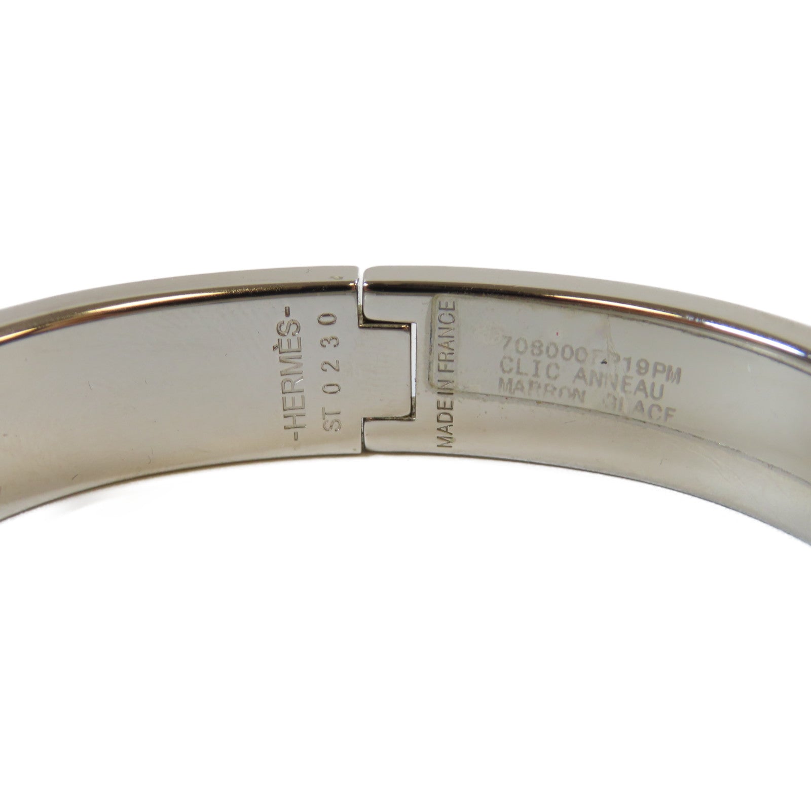 HERMES 【激減優惠】金屬Clic Anneau手鐲銀色/Marron Glace栗子灰色