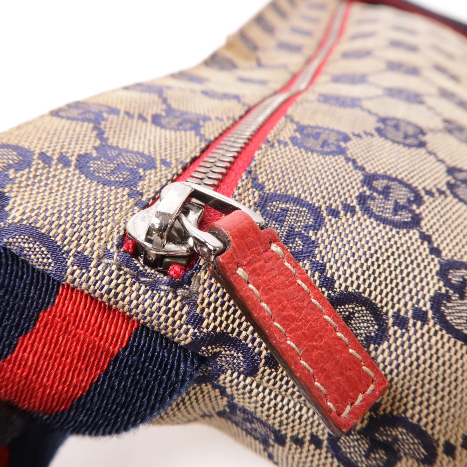 GUCCI 帆布Waist Bag銀扣腰包米色/藍色/紅色