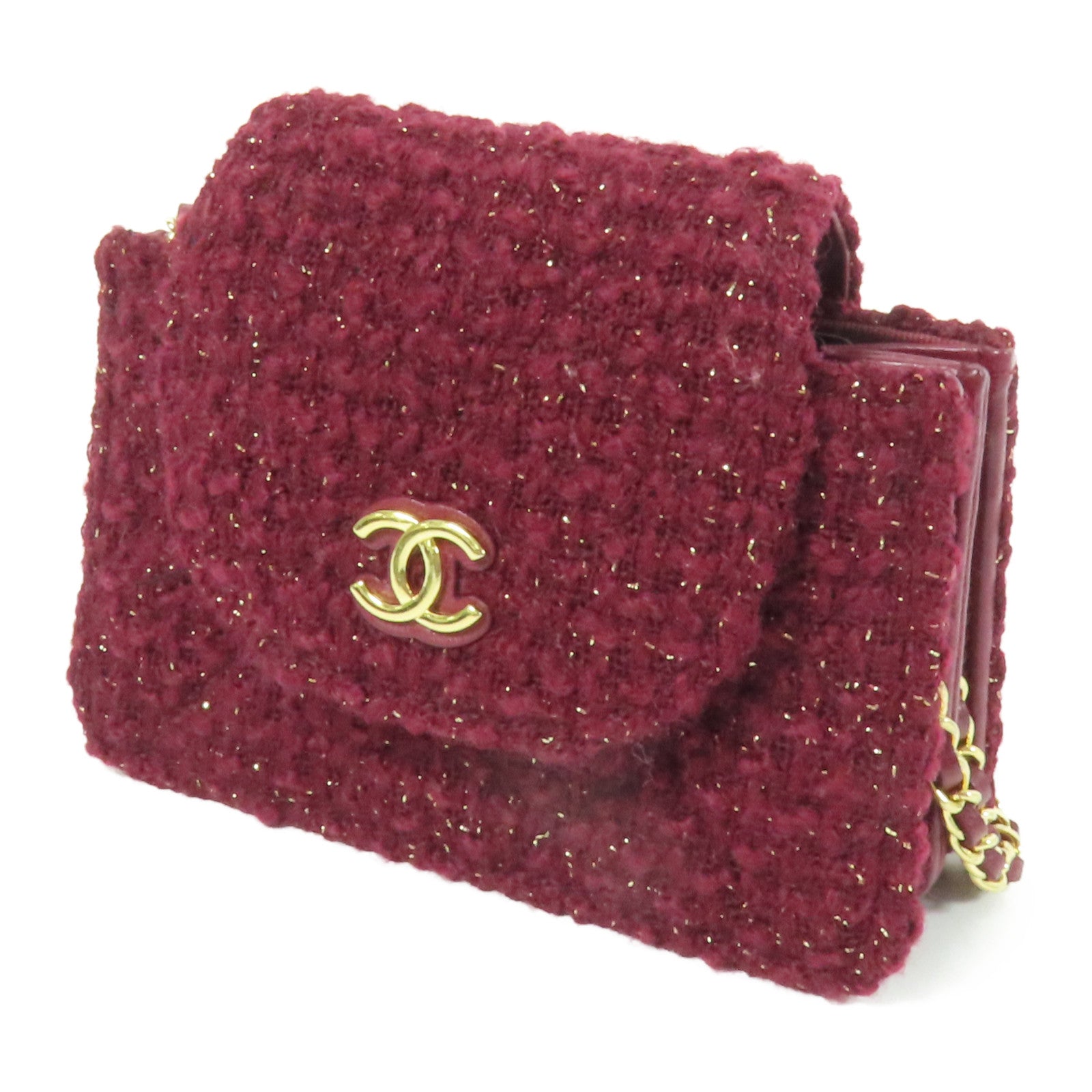 CHANEL Tweed Mini Tweed Bag金扣鏈帶肩背袋