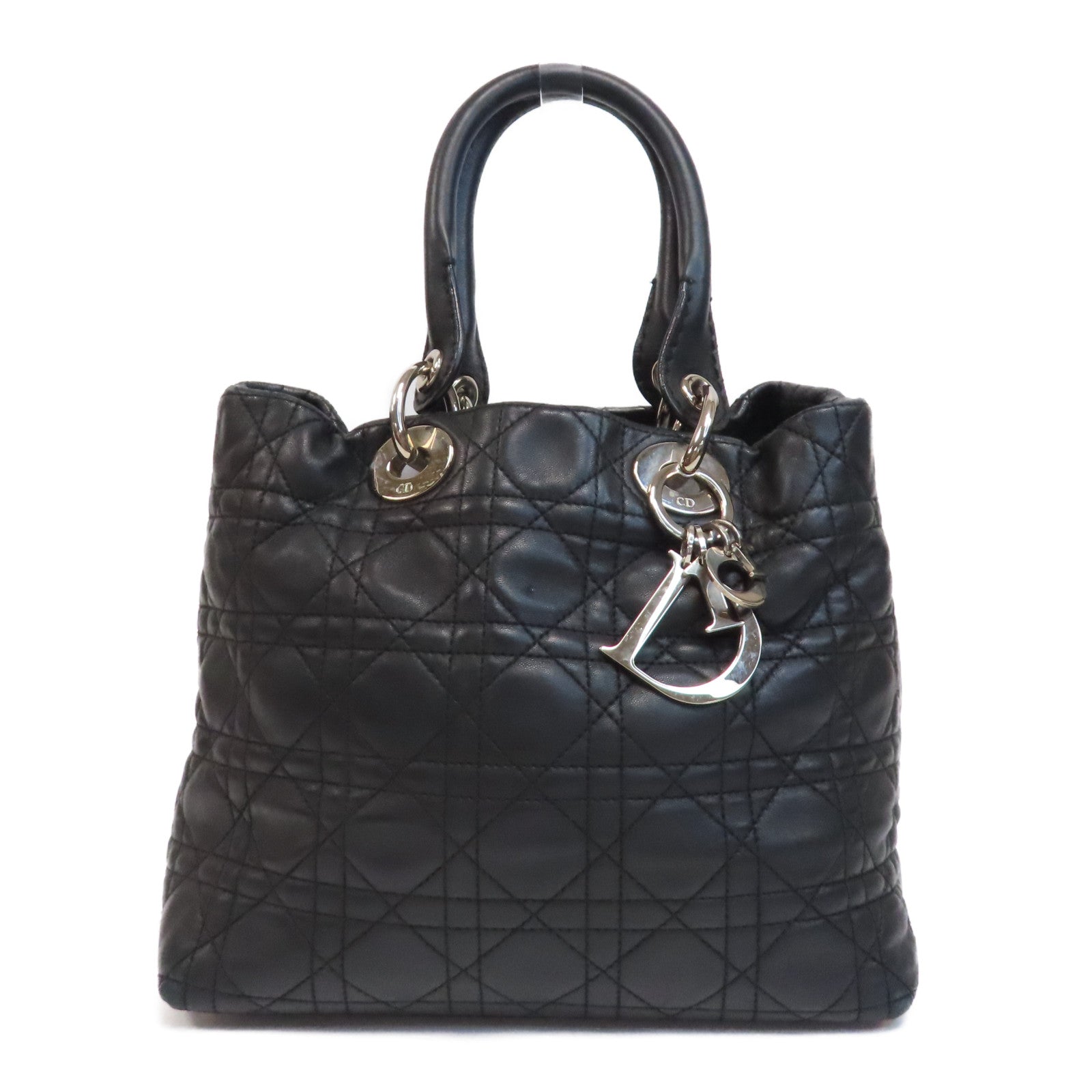 Dior 【激減優惠】羊皮皮革Hand Bag銀扣手挽袋黑色