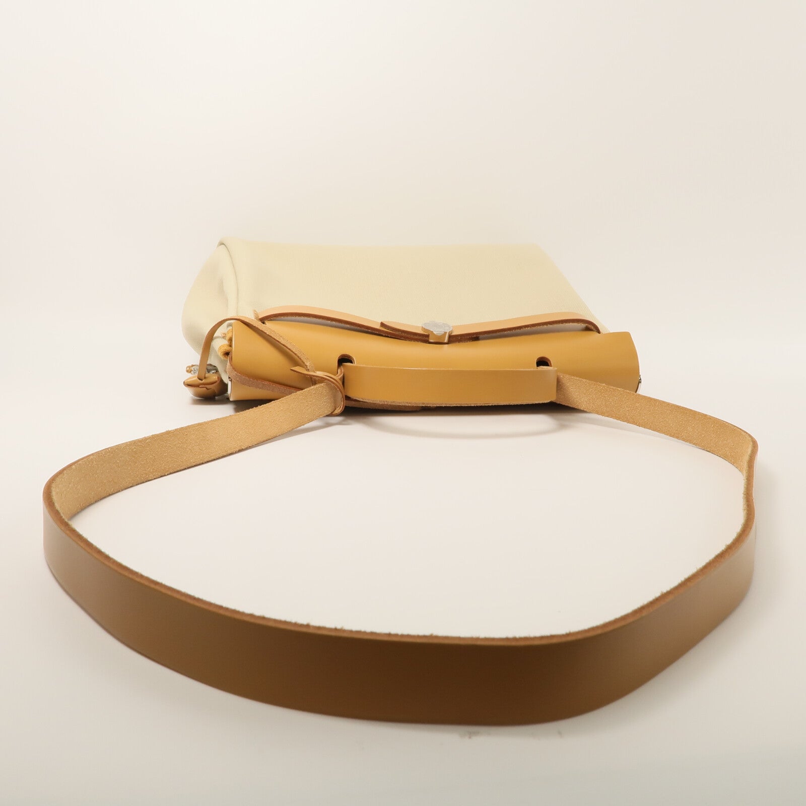 HERMES Toile H帆布Herbag PM手挽肩背兩用袋Beton/Fauve