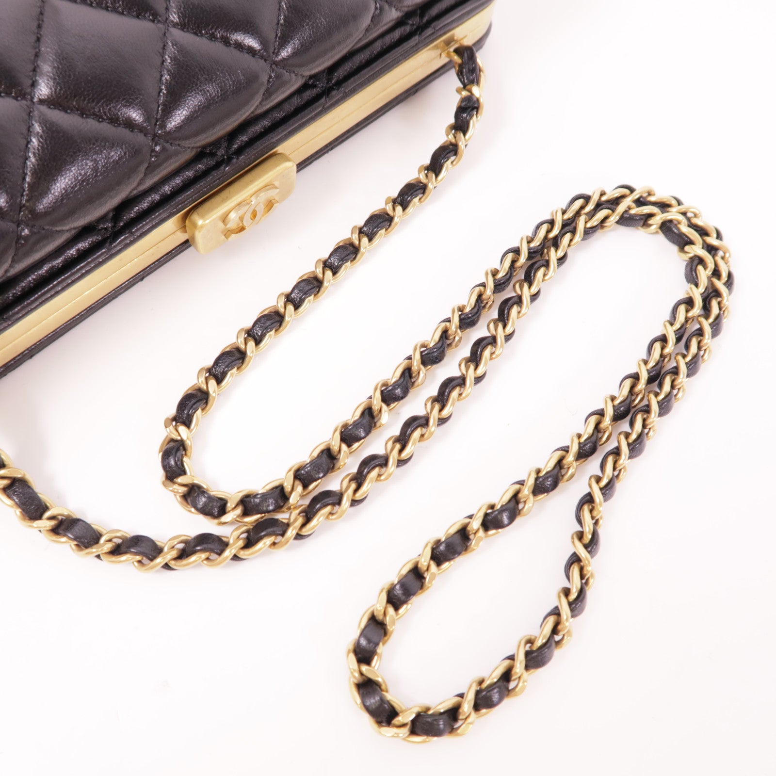 CHANEL 【激減優惠】牛皮皮革Chain Shoulder金扣鏈帶肩背袋