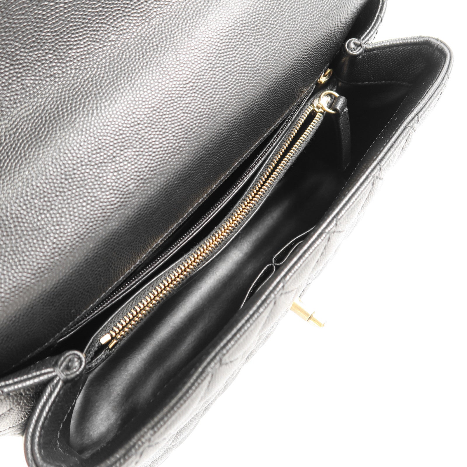 CHANEL 牛皮皮革/蜥蝪皮革Coco Handle Medium金扣手挽肩背兩用袋