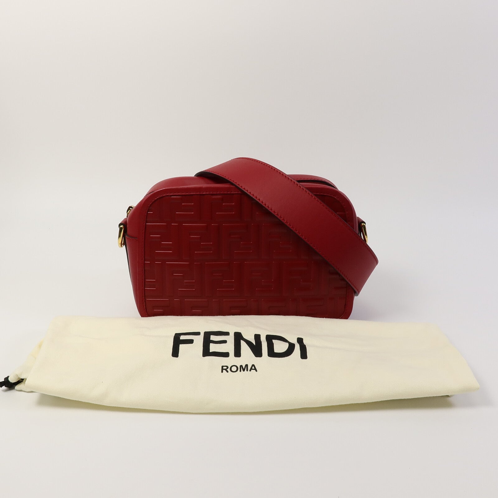 FENDI 牛皮皮革Zucca Camera肩背袋