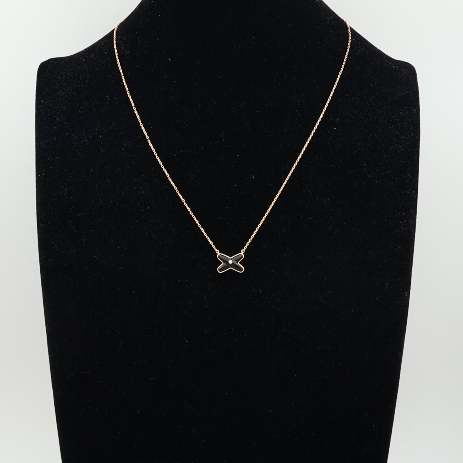 Chaumet 18K玫瑰金Jeux de Liens Pendant鑽石/縞瑪瑙項鍊