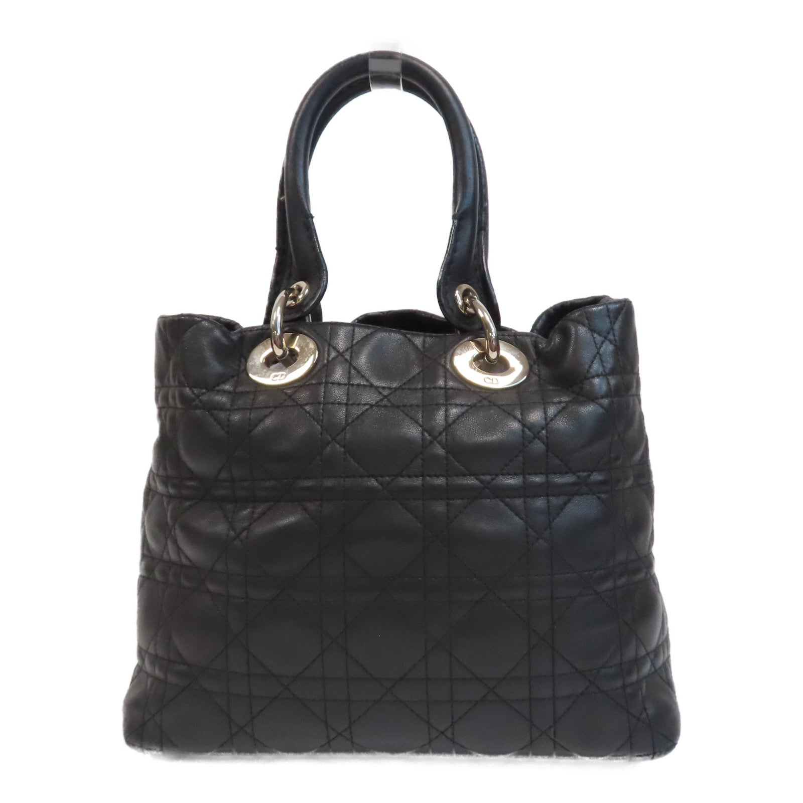 Dior 【激減優惠】羊皮皮革Hand Bag銀扣手挽袋黑色