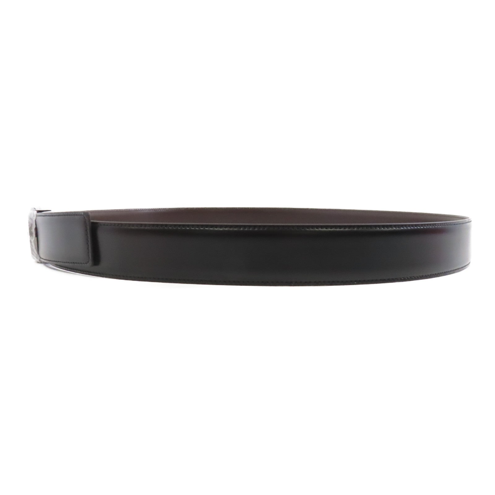 Salvatore Ferragamo 皮革Belt銀扣皮帶黑色/啡色