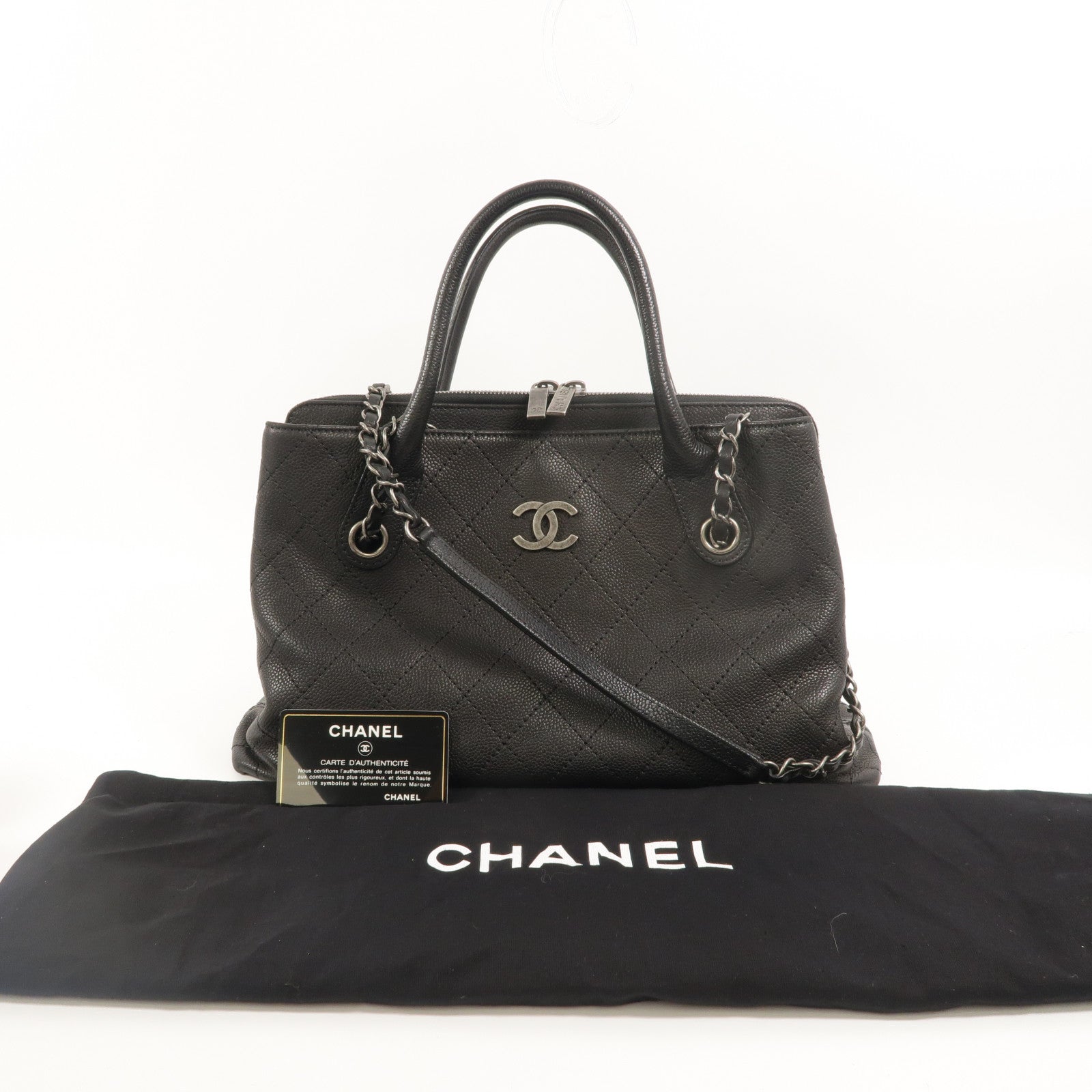 CHANEL 牛皮皮革Chain Shoulder手挽肩背兩用袋