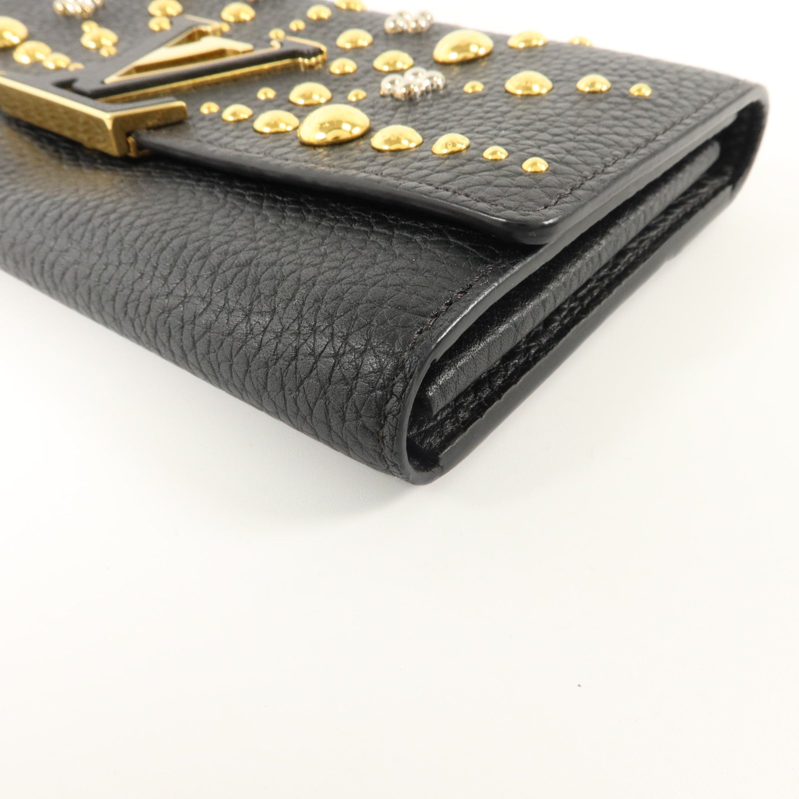 LOUIS VUITTON Taurillon Studded Soi Capucines Wallet長錢包