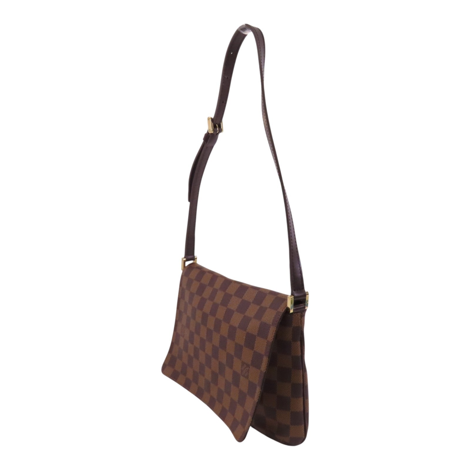 LOUIS VUITTON Damier Ebene Musette Tango金扣肩背袋