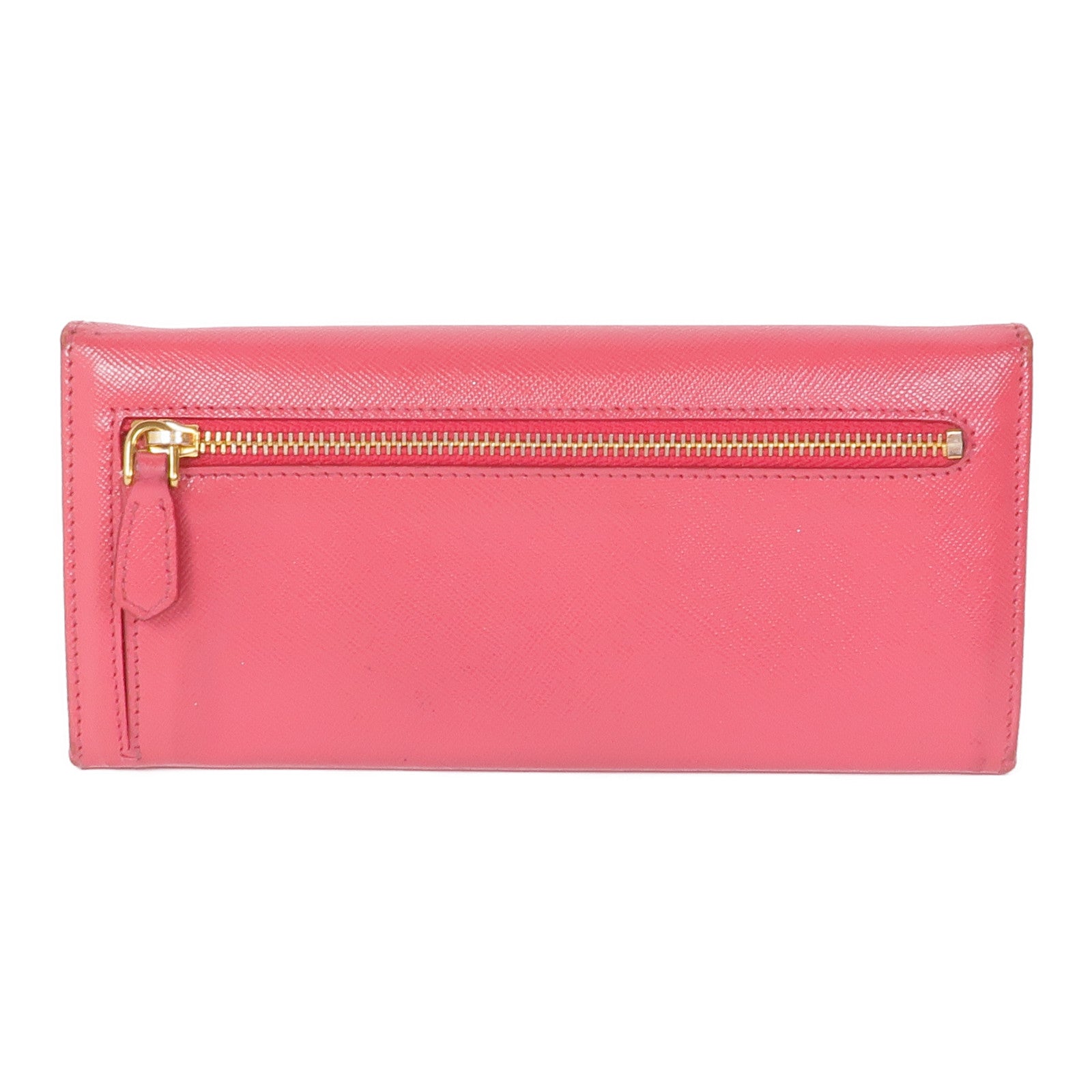 PRADA GHW Long Wallet Calfskin Leather Pink