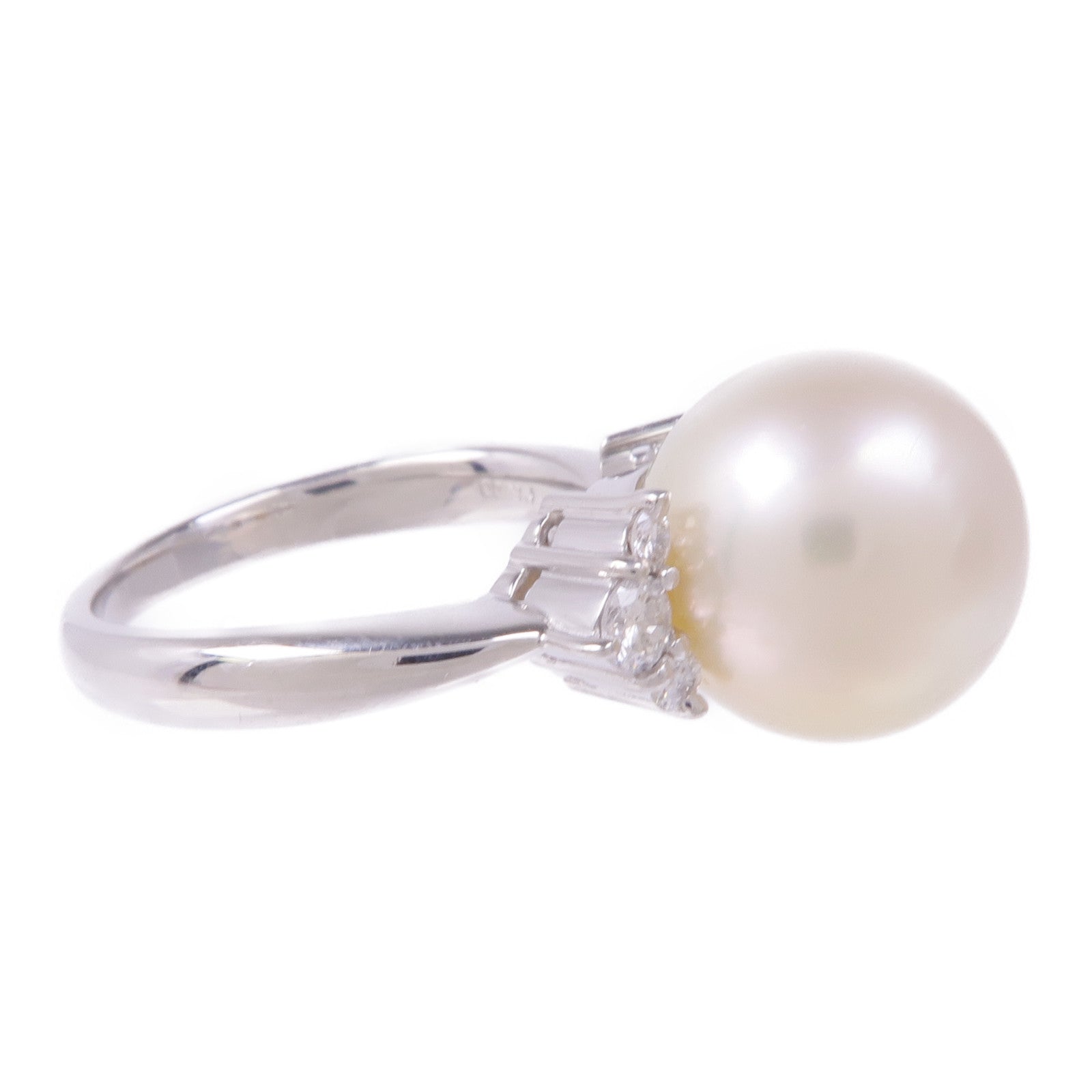 JEWELRY PT900鉑金Pearl Diamond Ring珍珠/鑽石戒指US#6