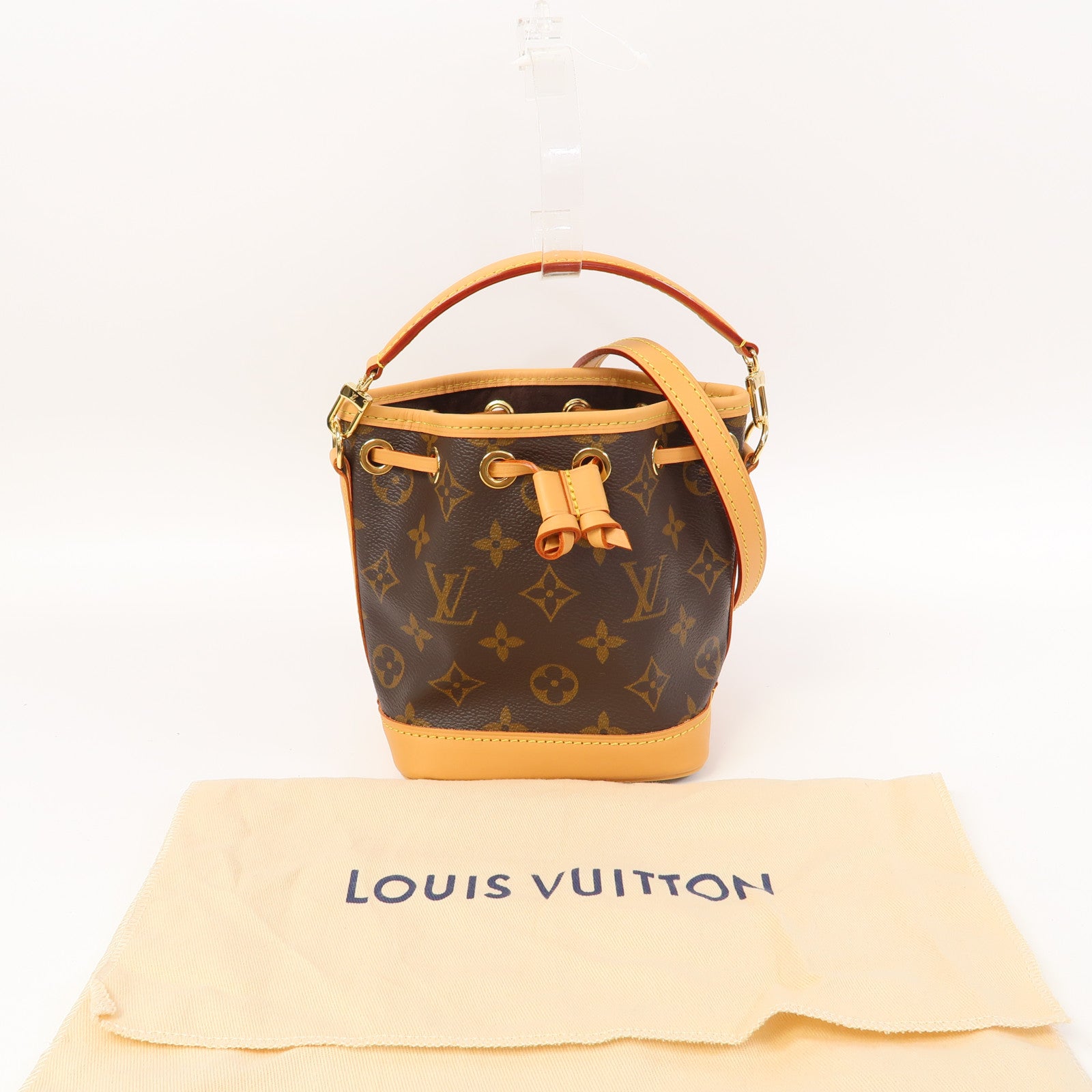LOUIS VUITTON Monogram Nano Noe金扣手挽肩背兩用袋啡色