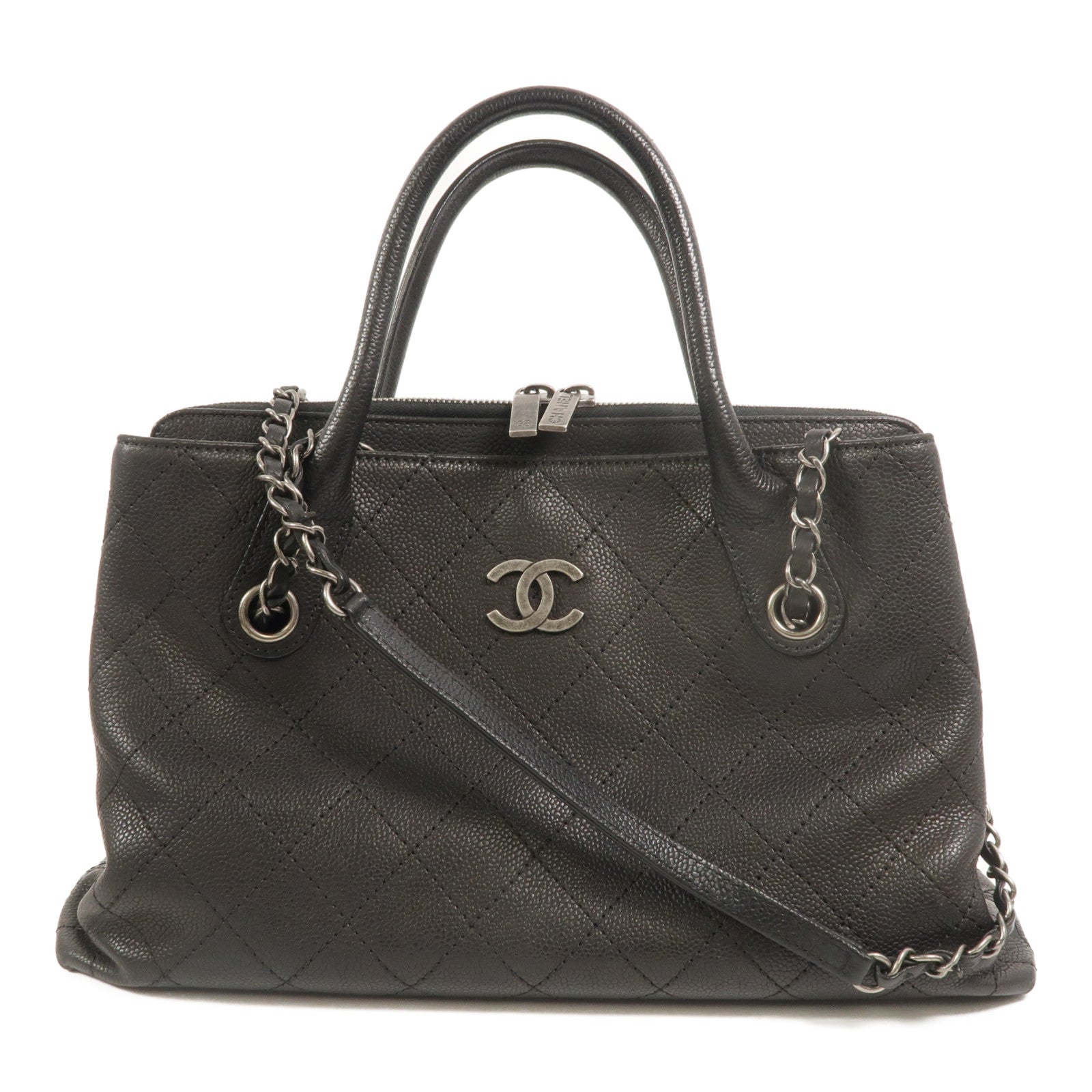 CHANEL 牛皮皮革Chain Shoulder手挽肩背兩用袋