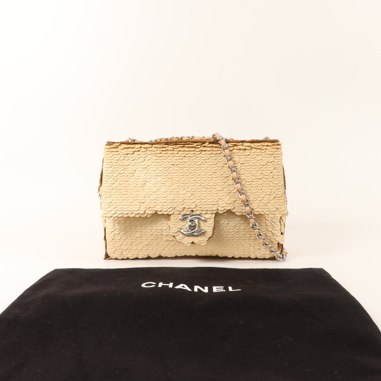 CHANEL 珠片Chain Shoulder鏈帶肩背袋