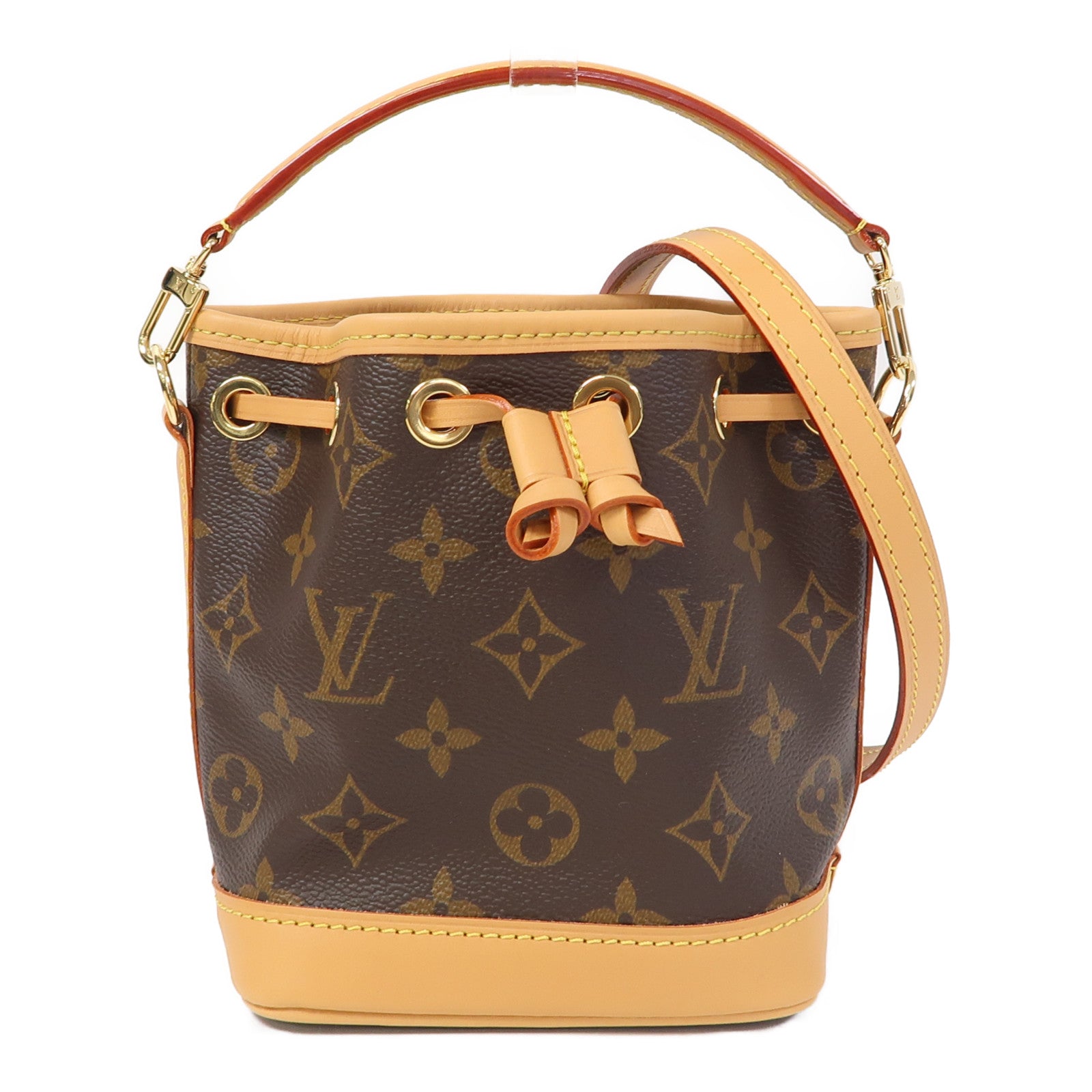 LOUIS VUITTON Monogram Nano Noe金扣手挽肩背兩用袋啡色