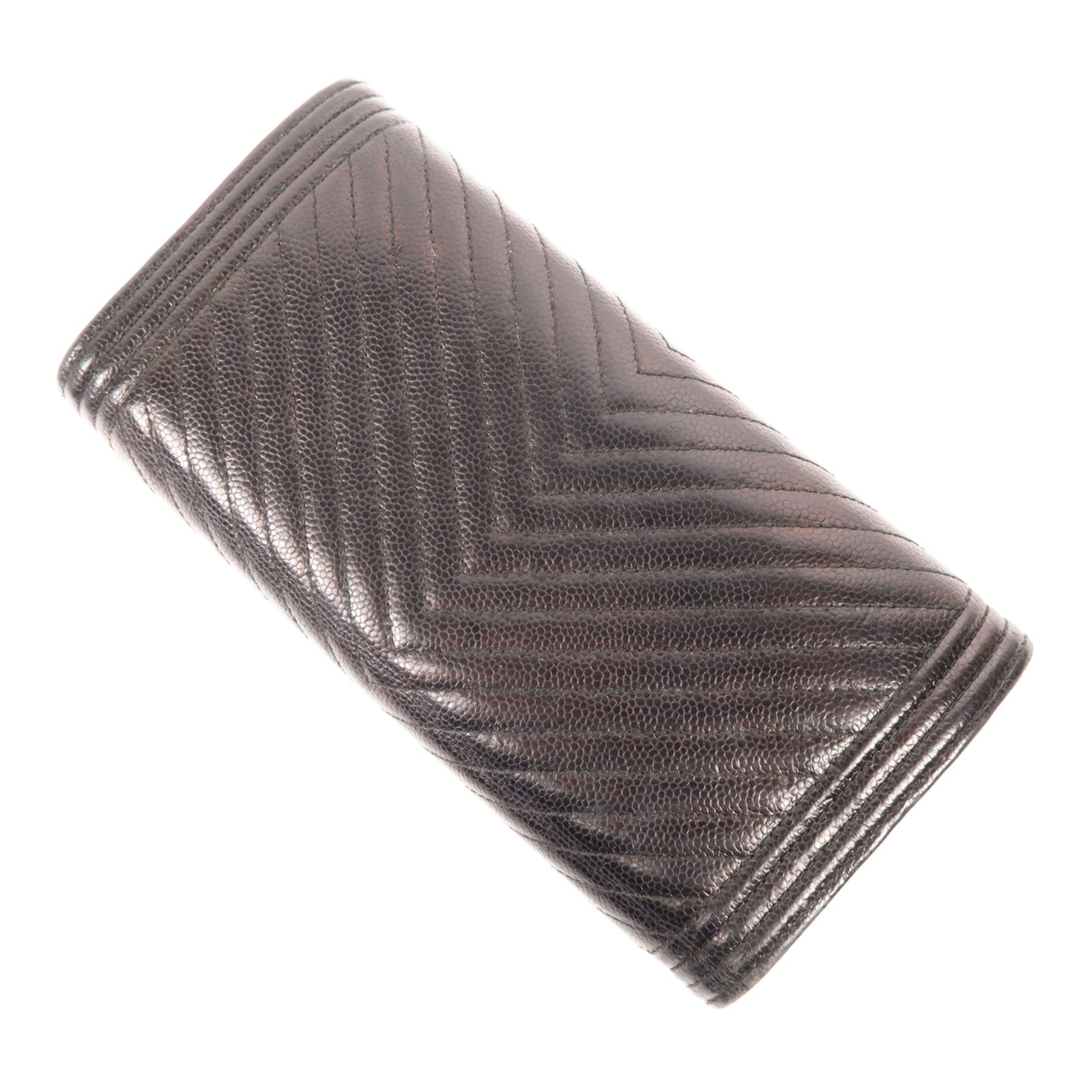CHANEL 牛皮皮革Long Wallet金扣長錢包