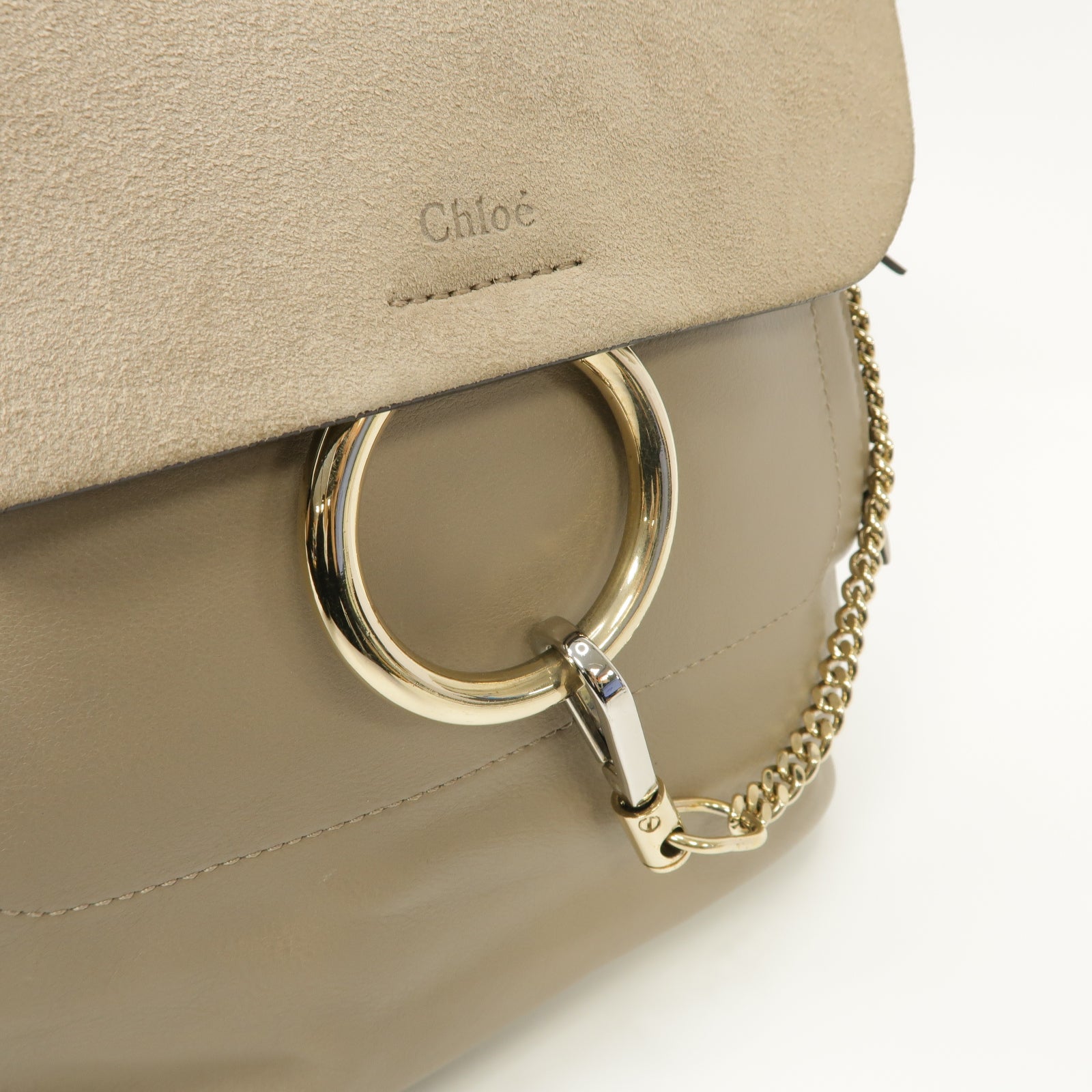 Chloe 牛皮皮革/麂皮皮革Case A Dos Rucksack金扣背包灰色