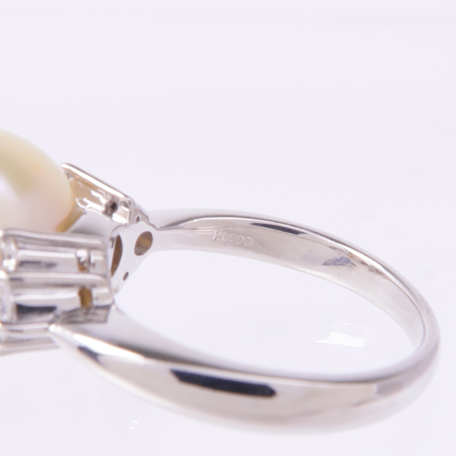 JEWELRY PT900鉑金Pearl Diamond Ring珍珠/鑽石戒指US#6