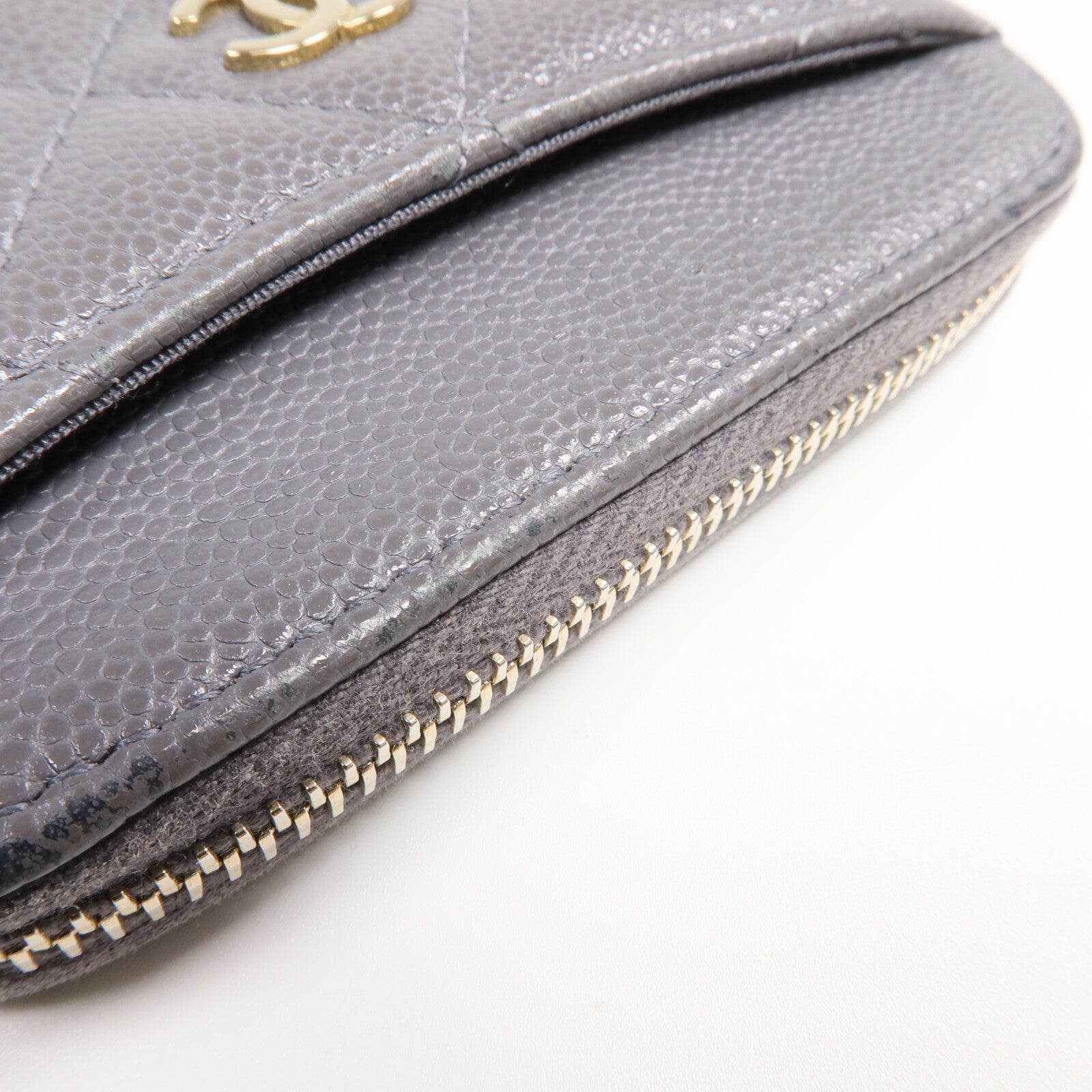 CHANEL 牛皮皮革Card Holder Matelasse金扣卡片套