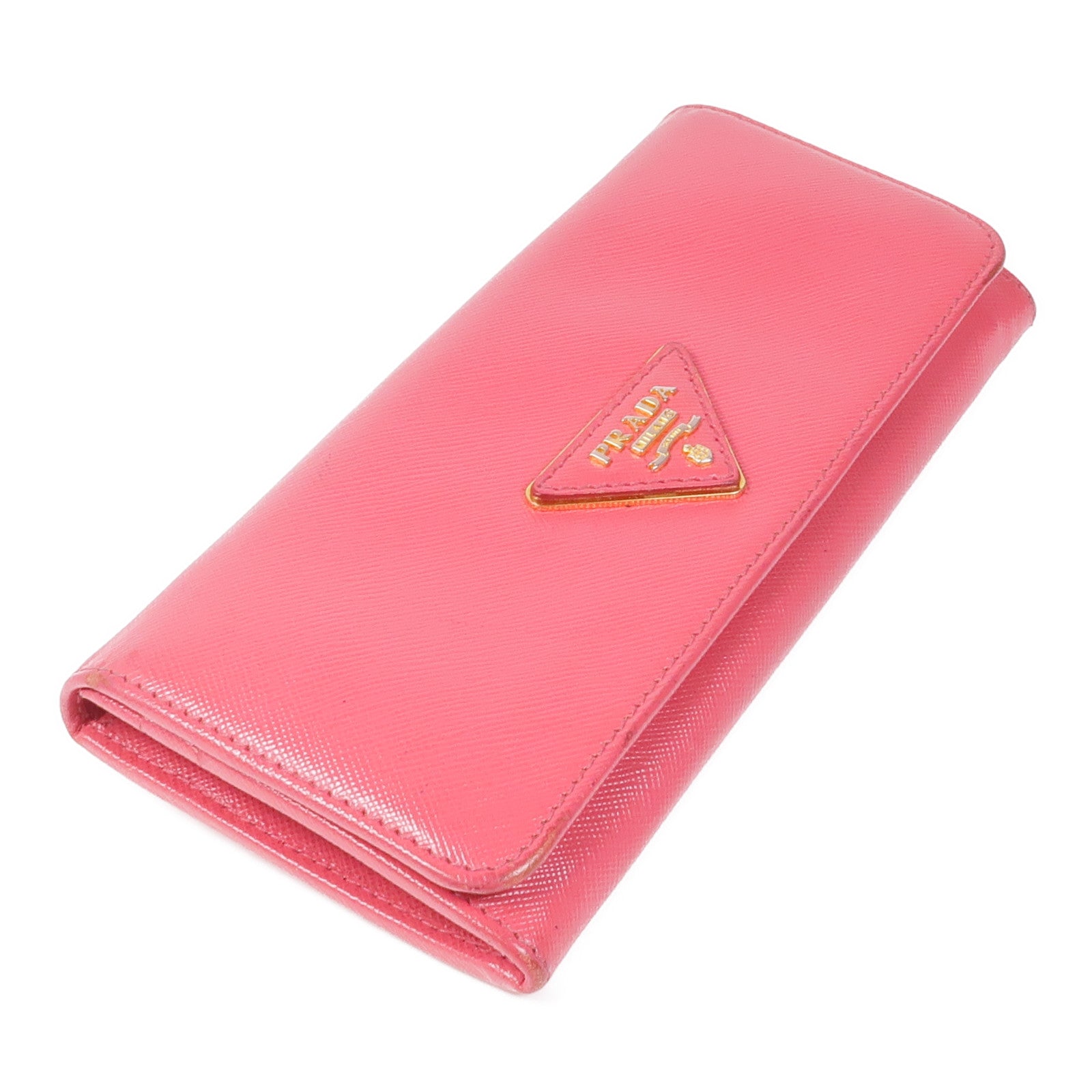 PRADA GHW Long Wallet Calfskin Leather Pink