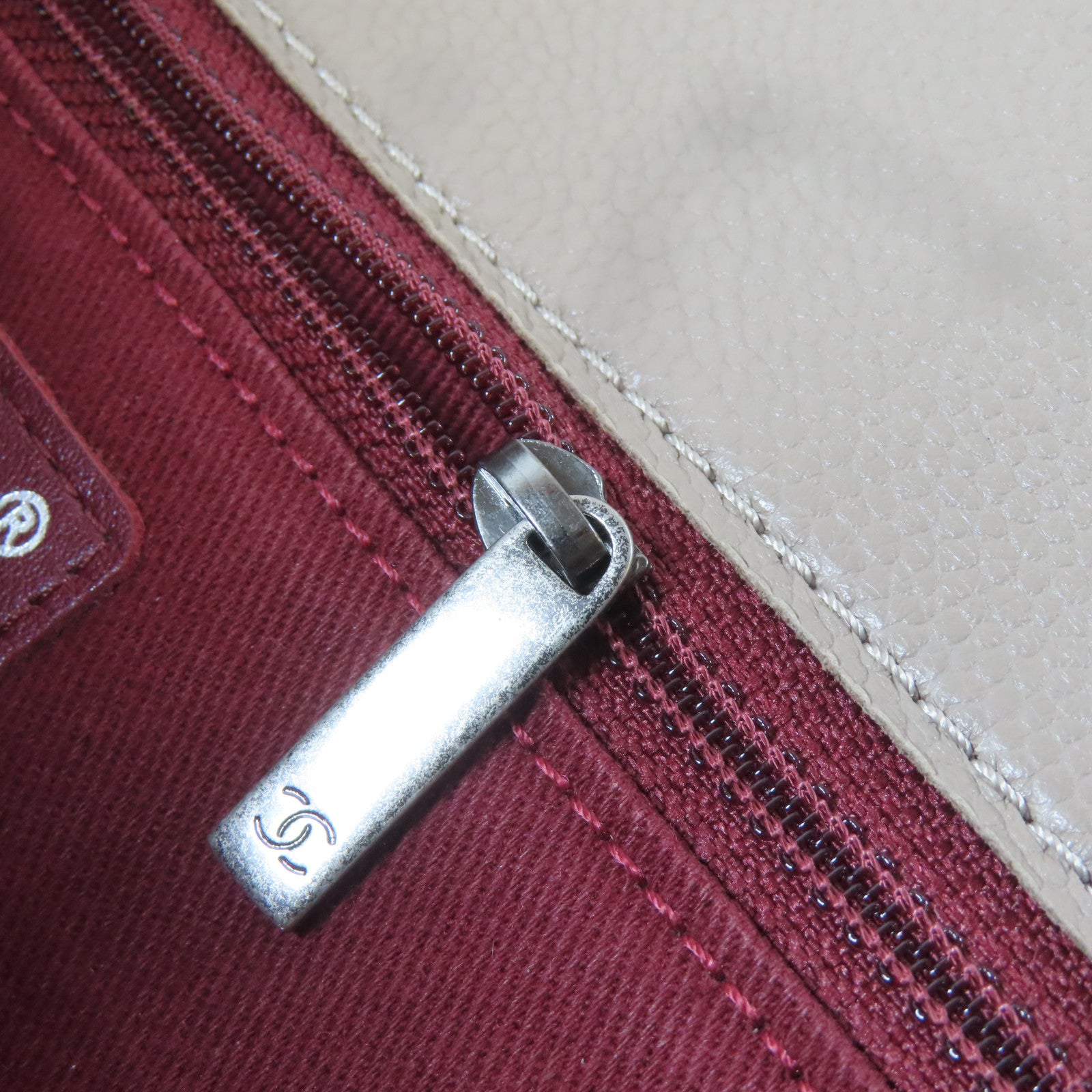 CHANEL 【激減優惠】菱格Caviar皮革2 Way Shoulder Bag銀扣手挽肩背兩用袋卡其色