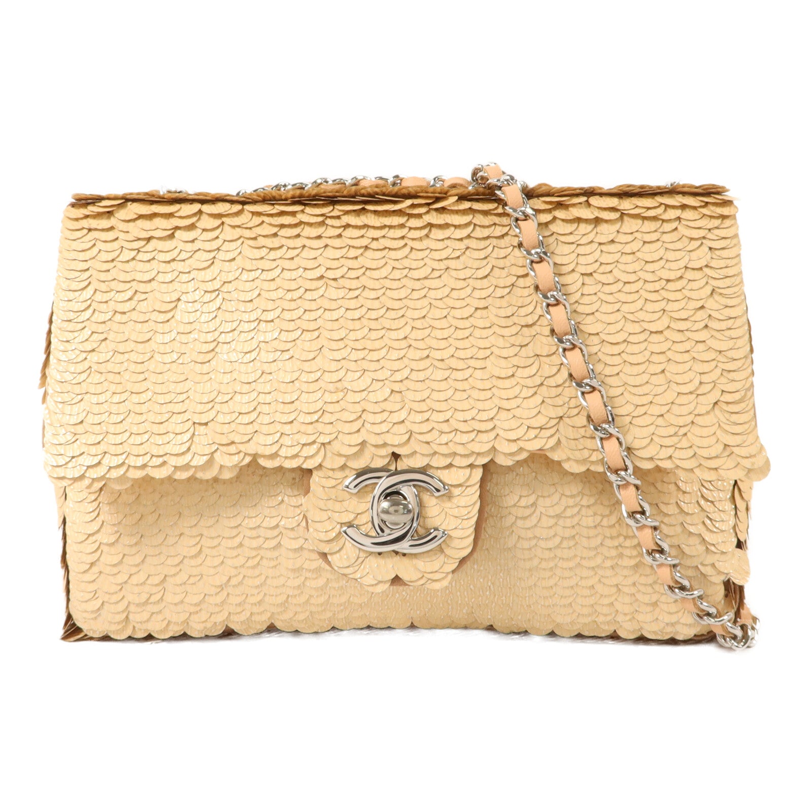 CHANEL 珠片Chain Shoulder鏈帶肩背袋