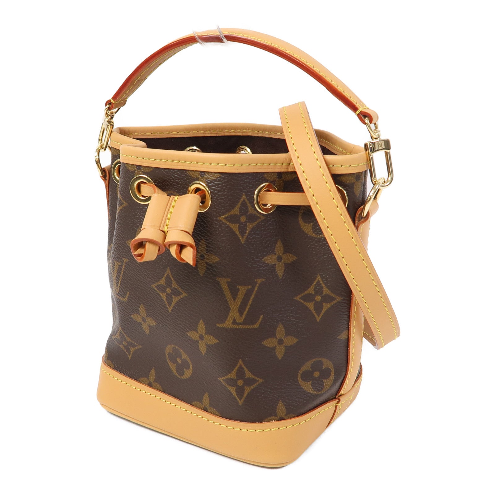 LOUIS VUITTON Monogram Nano Noe金扣手挽肩背兩用袋啡色