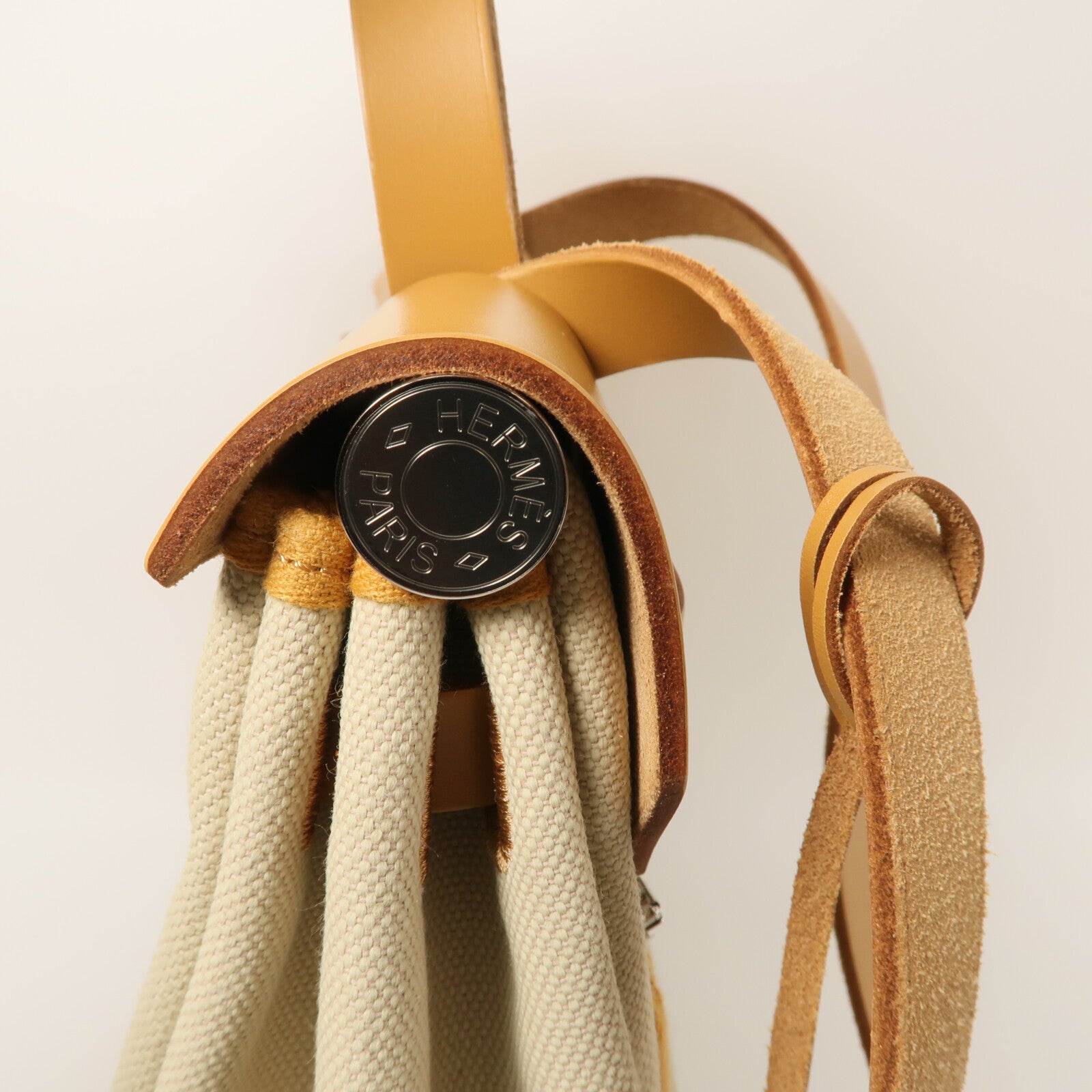 HERMES Toile H帆布Herbag PM手挽肩背兩用袋Beton/Fauve