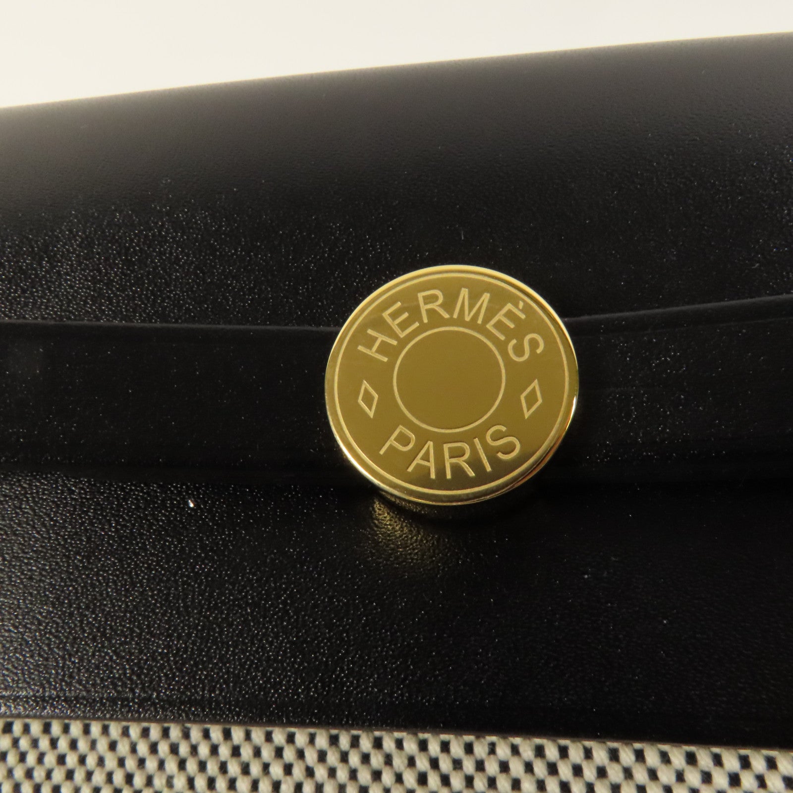 HERMES 帆布Mini Herbag金扣肩背袋