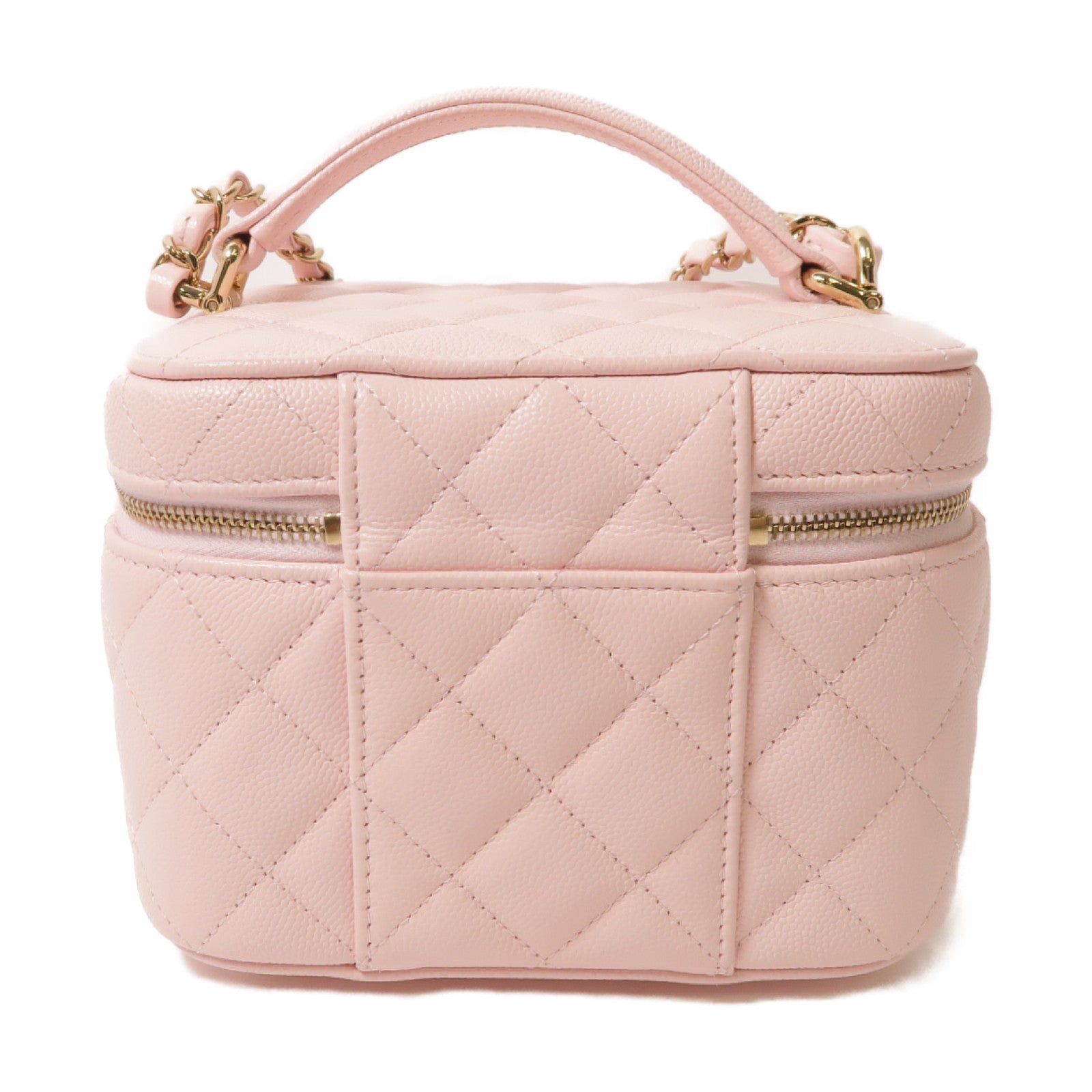 CHANEL 菱格Caviar皮革2 Way Shoulder金扣肩背袋粉紅色
