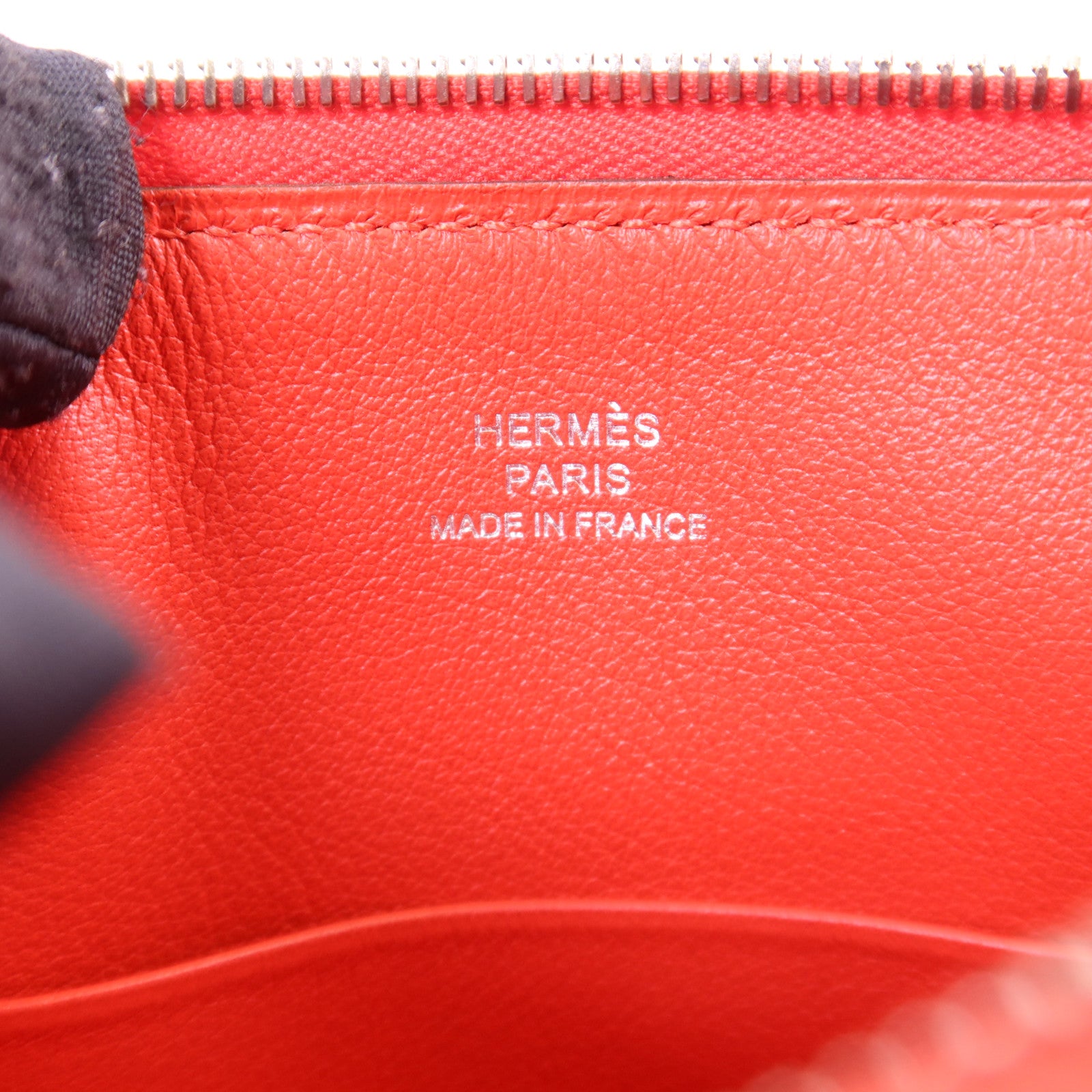 HERMES 【激減優惠】Swift皮革Carre Pocket Pouch銀扣小袋Rouge De Coeur
