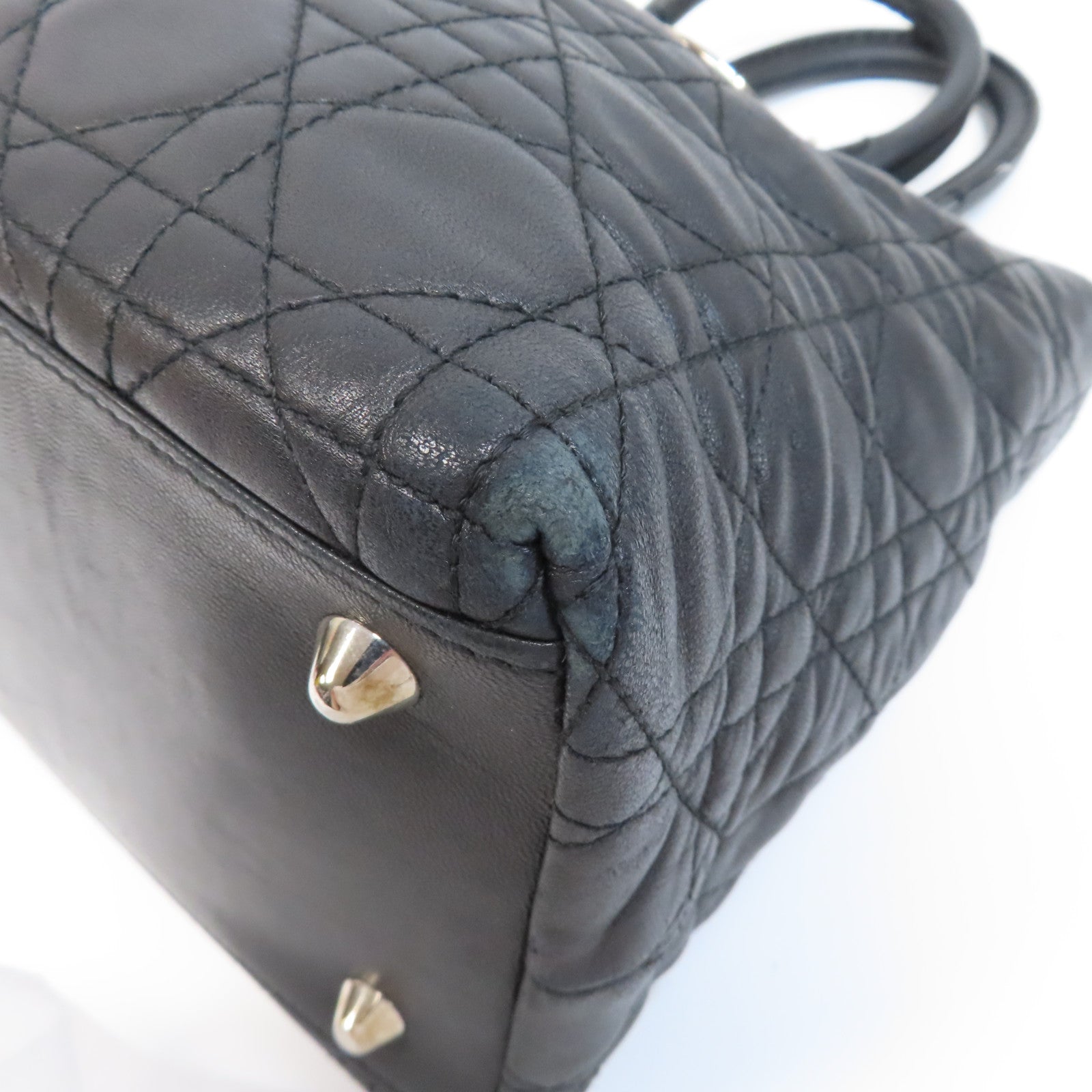 Dior 【激減優惠】羊皮皮革Hand Bag銀扣手挽袋黑色