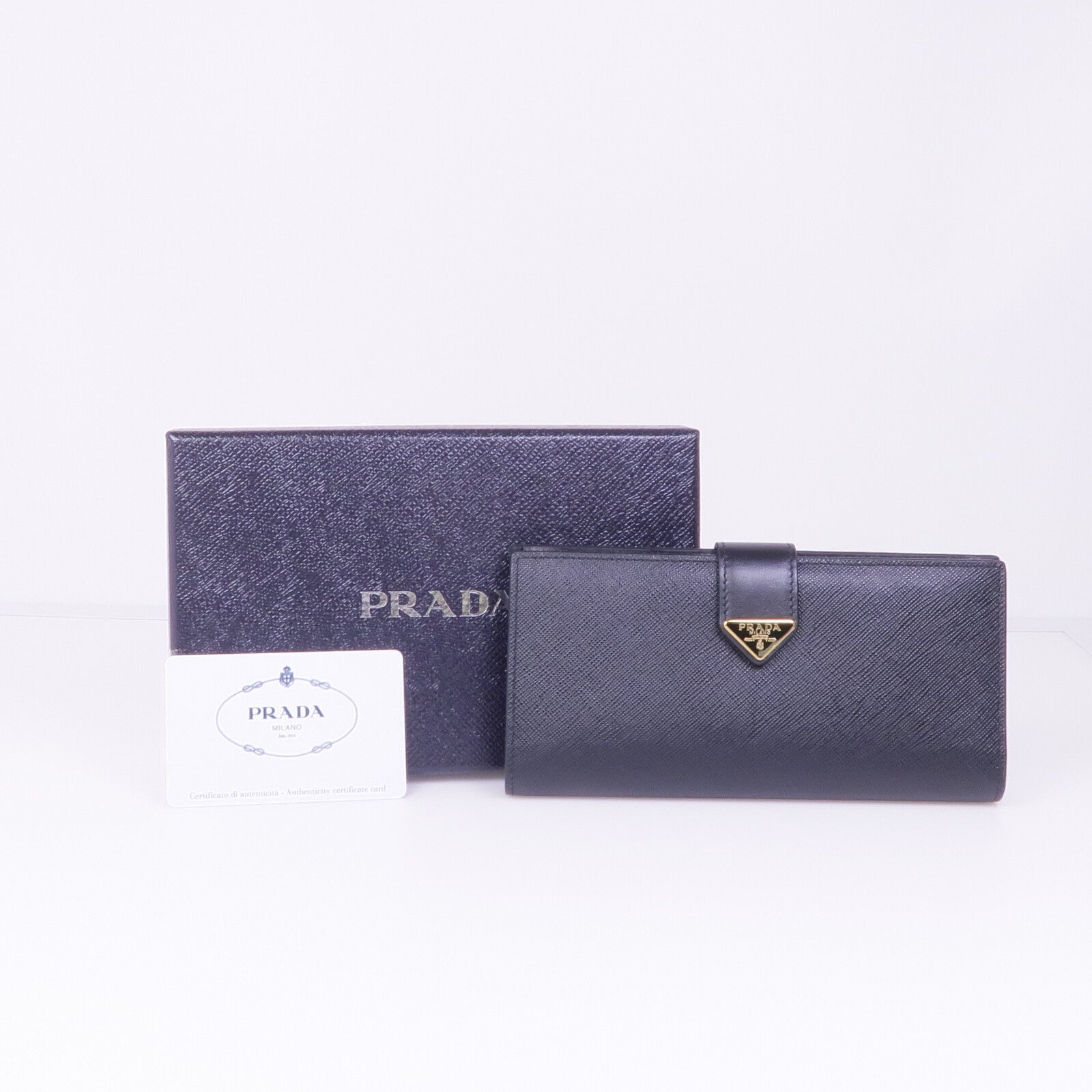 PRADA 牛皮皮革Long Wallet金扣長錢包