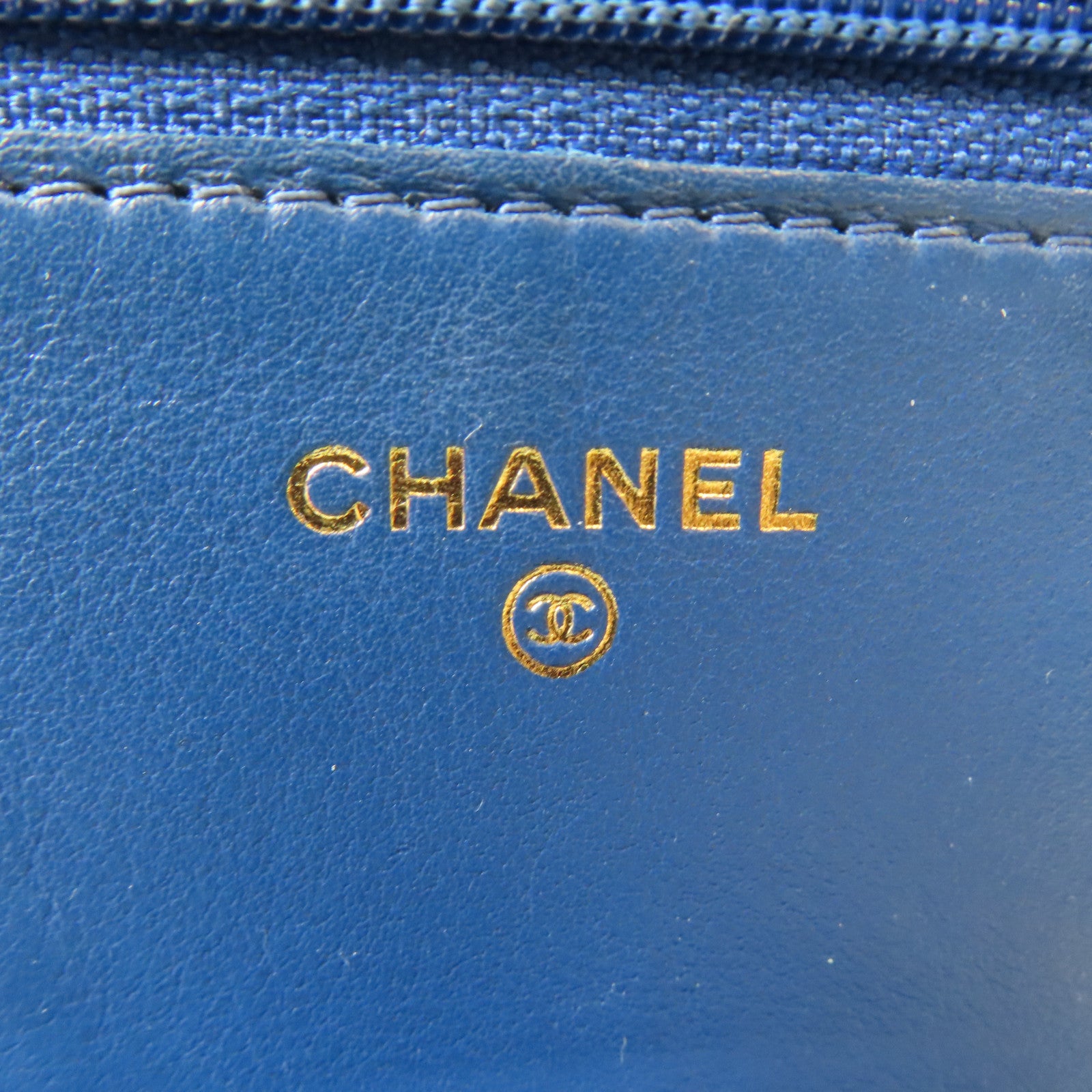 CHANEL 【激減優惠】菱格羊皮皮革Wallet On Chain金扣鏈帶肩背袋藍色