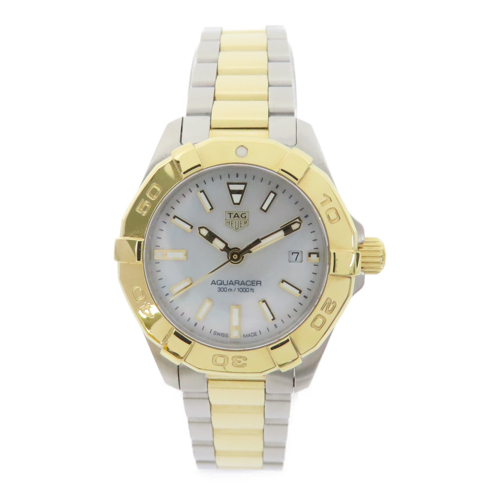 TAG HEUER Aquaracer鍍金/不鏽鋼手錶石英機芯珠光色