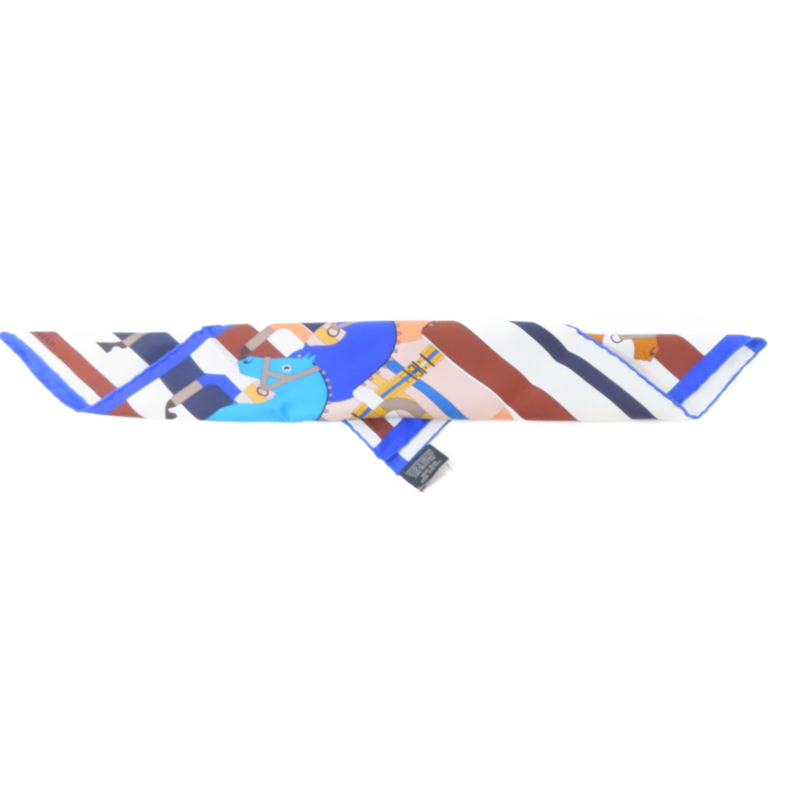 HERMES 絲質Scarf絲巾藍色/白色/啡色