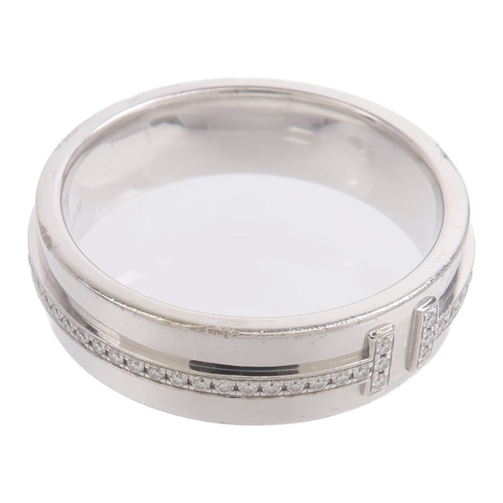 TIFFANY＆CO 18K白金T Wide Diamond Ring鑽石戒指