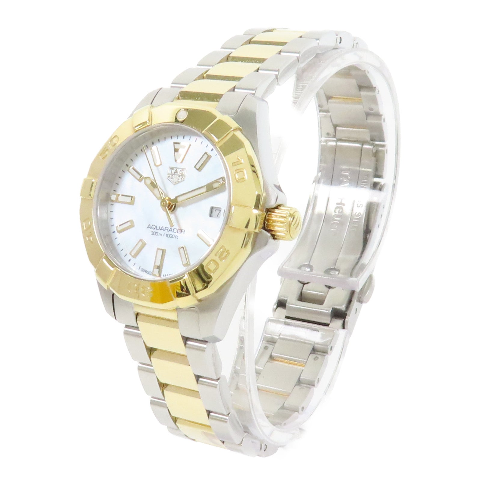 TAG HEUER Aquaracer鍍金/不鏽鋼手錶石英機芯珠光色